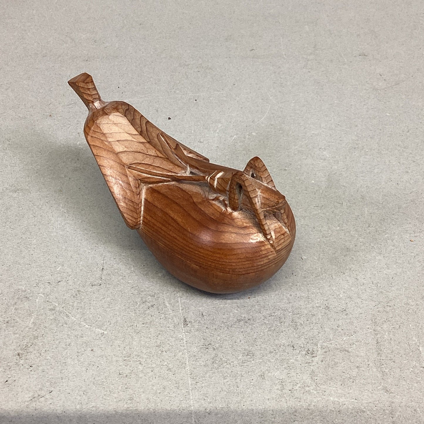 Hand Carved Wooden Grasshopper Cricket On Pear Miniature Trinket Box Figurine