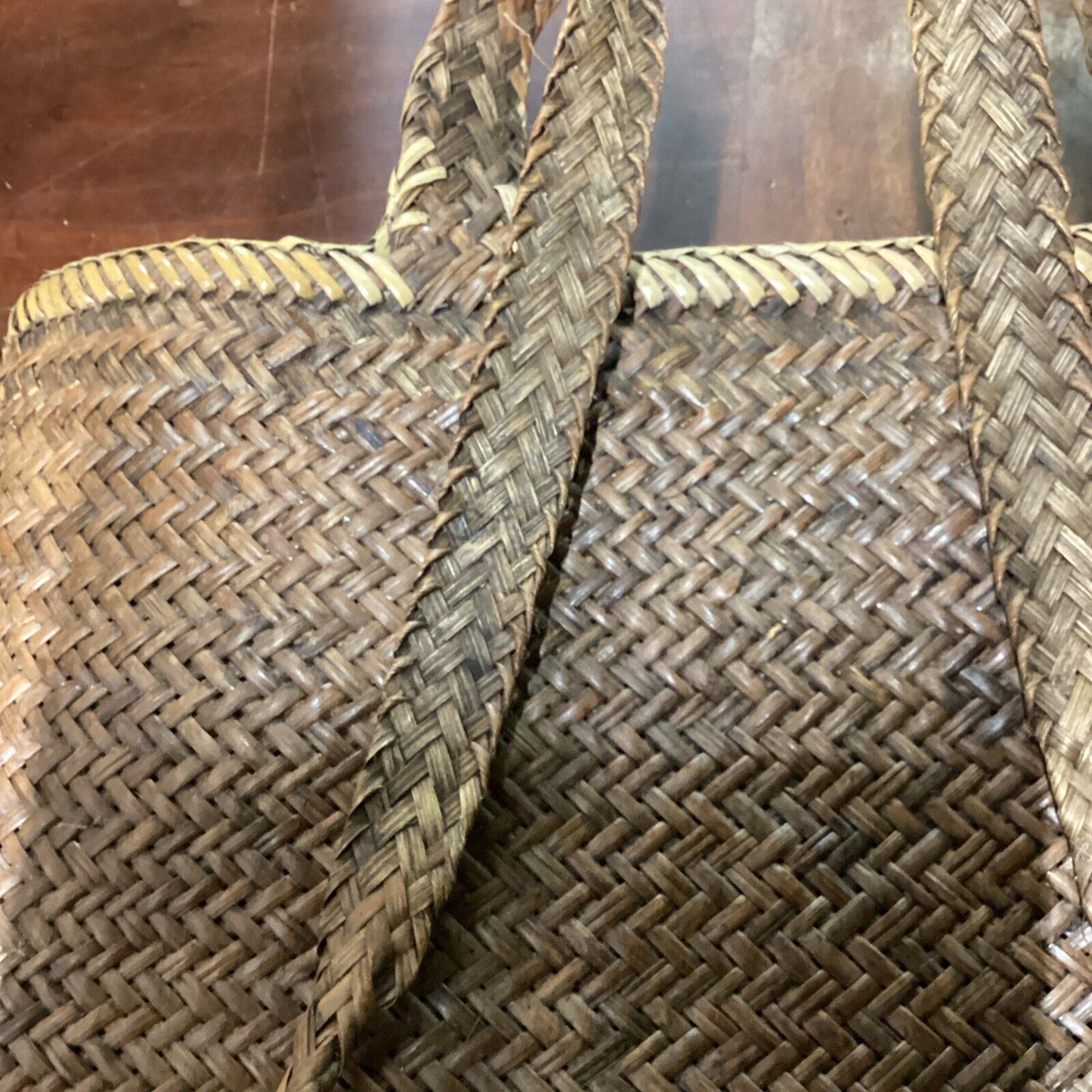 Vintage Handwoven Wicker Basket Backpack - 19x16”