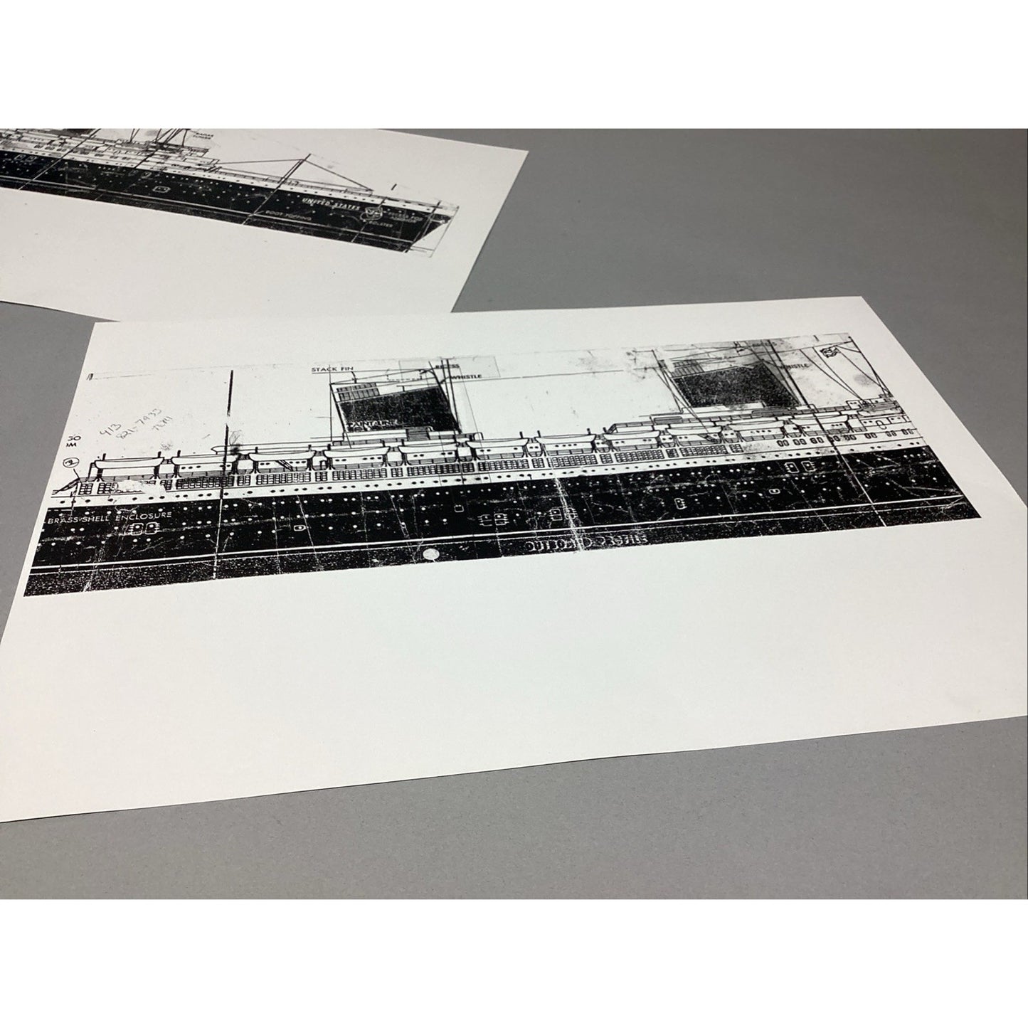 SS United States Model Ship Blue Prints - Interior/Exterior - 13 Sheets - 18x12”