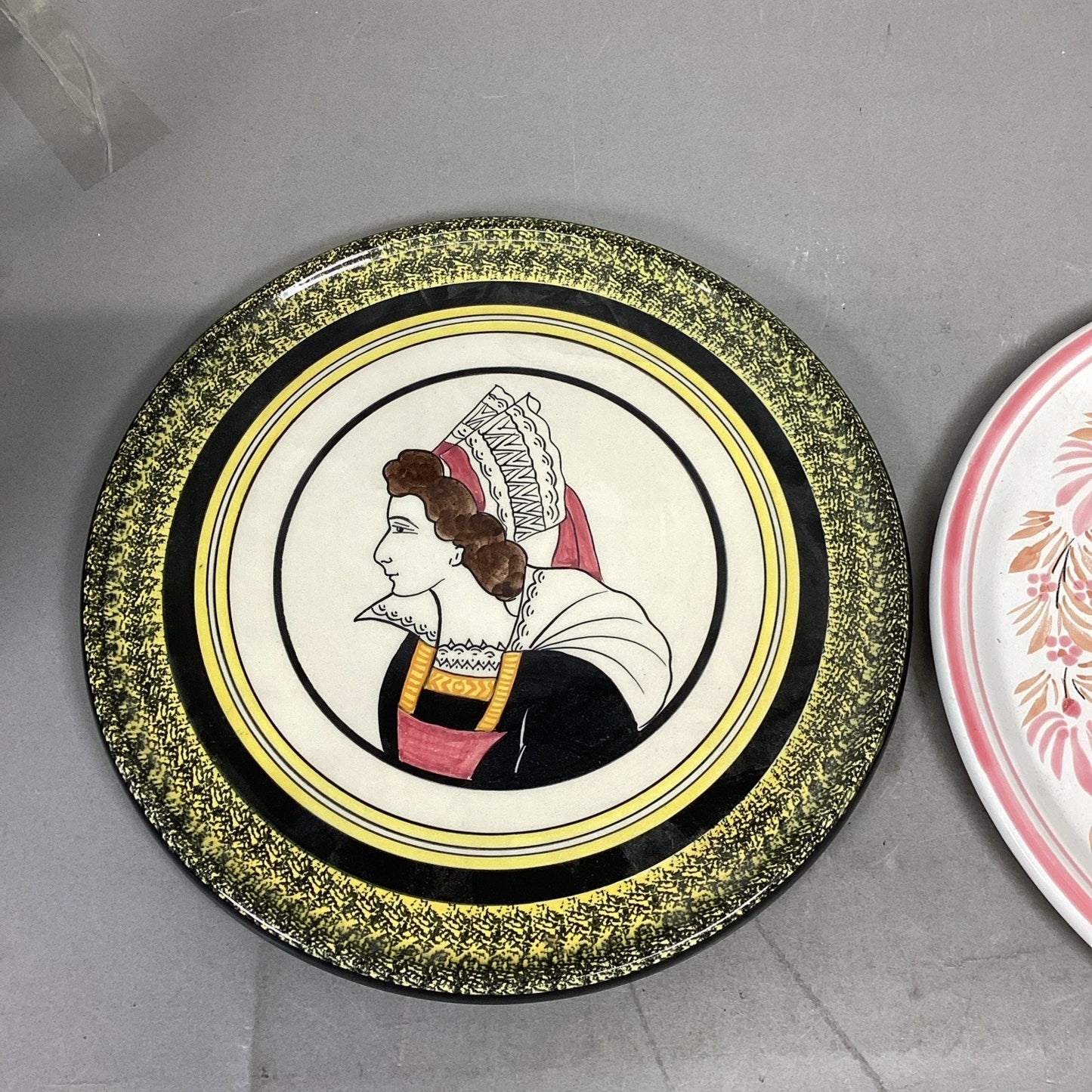 Set Of 3 Henriot Quimper Ceramic Decorative Wall Plates W/ 1 Coaster - France