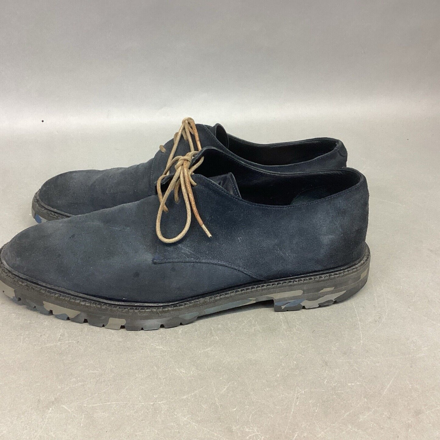 Sergio Rossie Blue Suede Oxford Shoes With Blue Camo Bottoms #4620 - 9