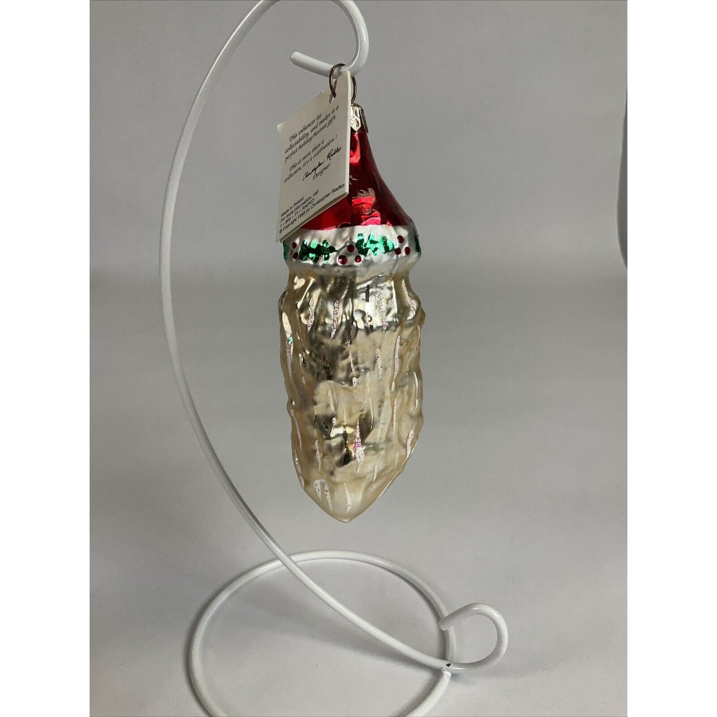 Christopher Radko Ho Ho Ho Santa Claus Head Glass Christmas Ornament 5”