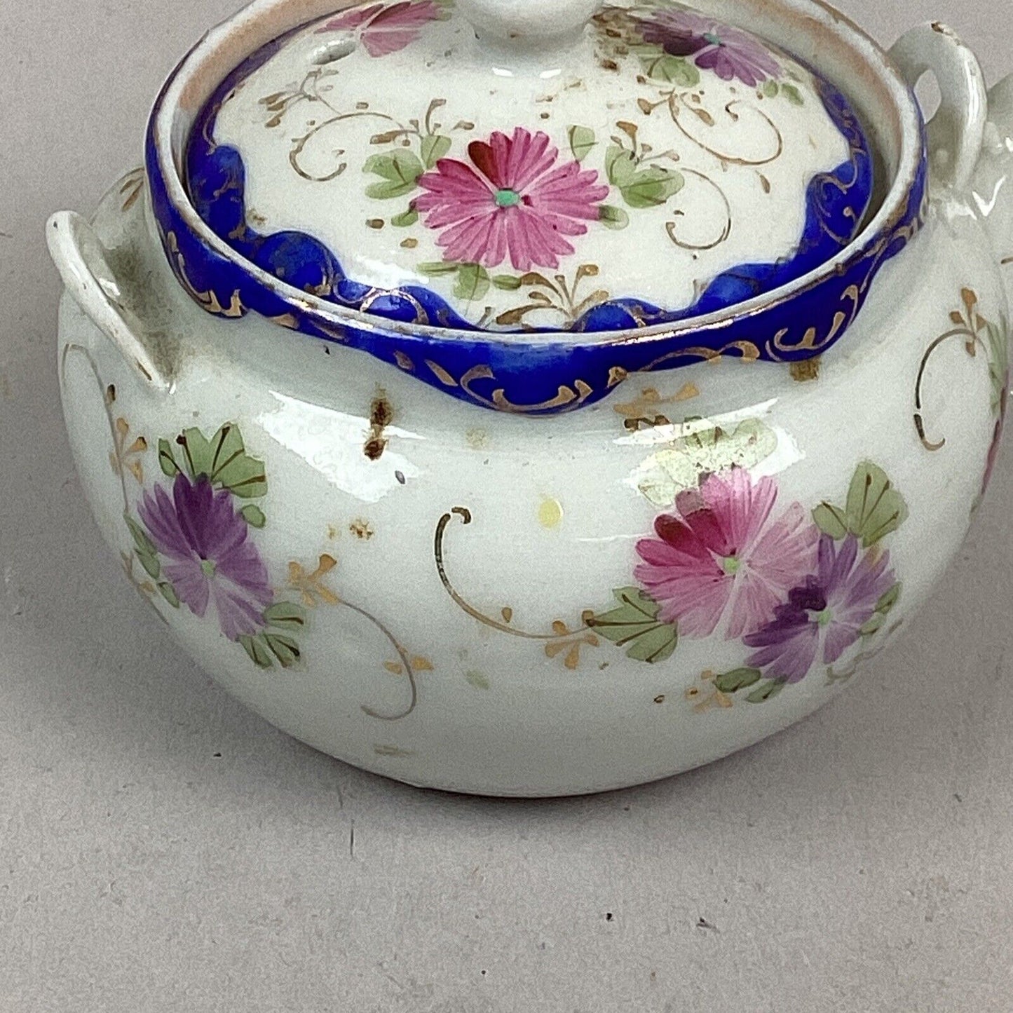 Vintage Porcelain Hand Painted Floral Teapot - 3”Hx4”L