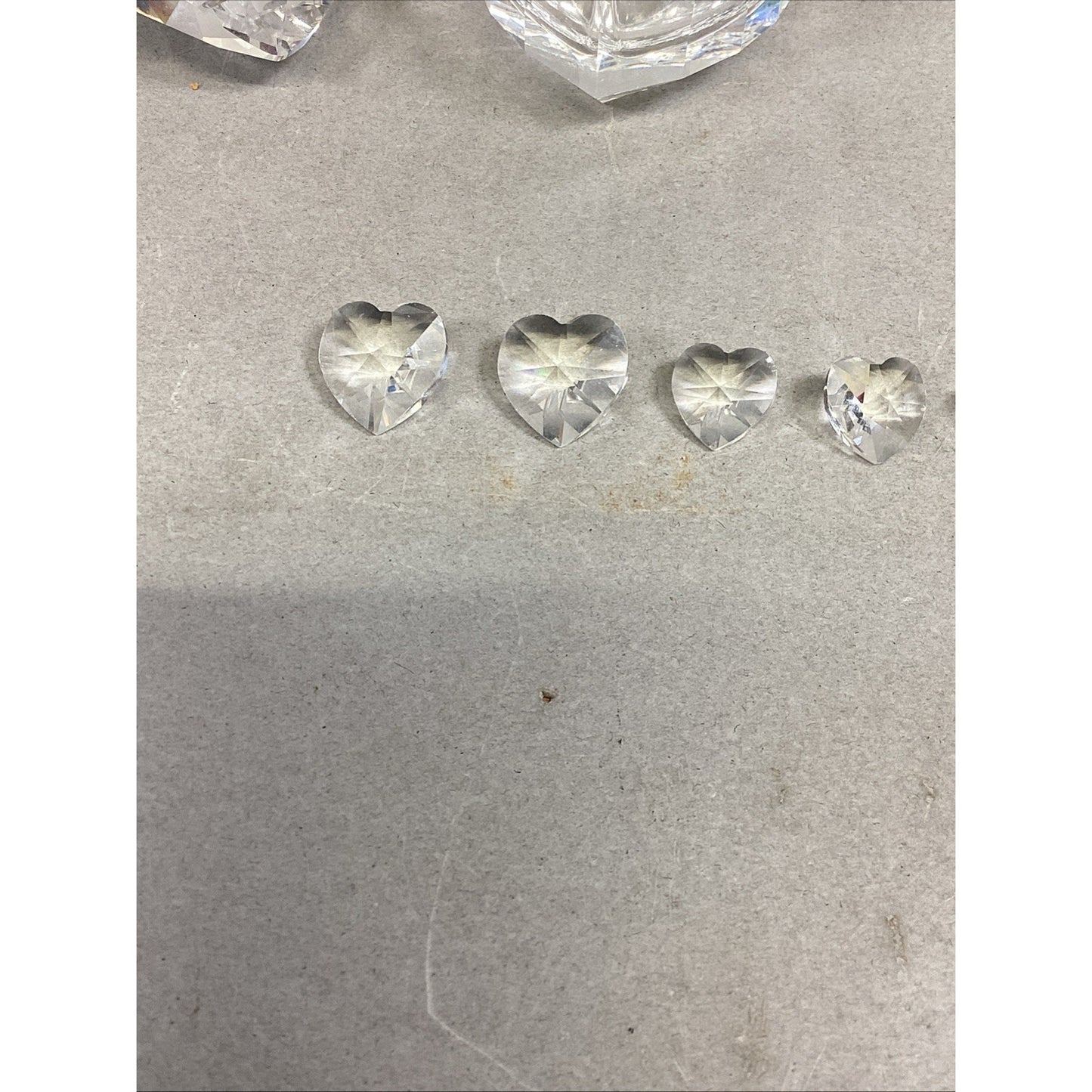 Set Of 7 - Swarovski Crystal Heart Ornament, Trinket Dish & 5 Mini Hearts