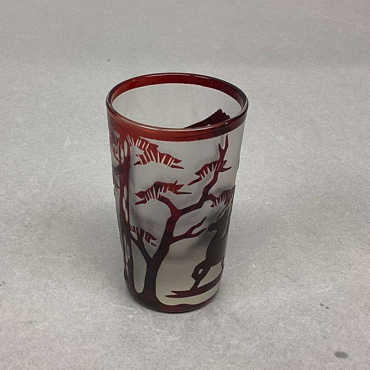 Vintage Noritake Japanese Barware Glasses Frosted Ruby Red Glass - 2.5”