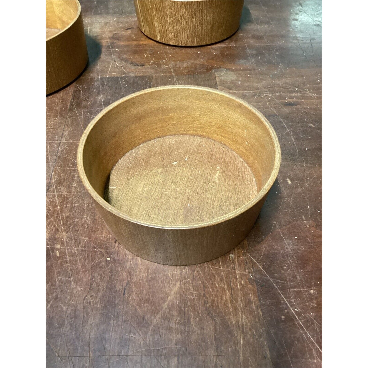 2 Corn Husk Rope Basket Trays & 3 Wooden Nesting Bowls
