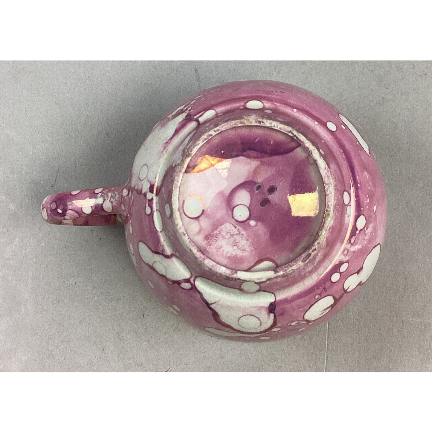 Antique Rare 1800’s Pink Staffordshire Oil Splash Luster Teacup Saucer Set
