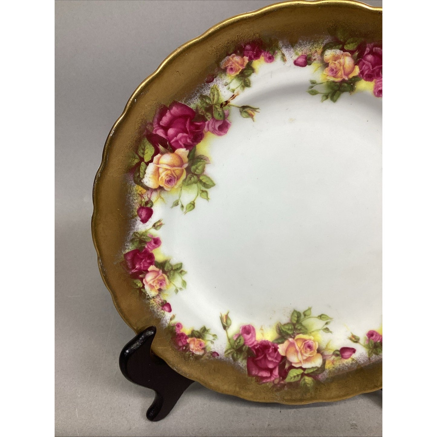 Royal Chelsea ‘Golden Rose’ Plate - Bone China - 8”D - Made In England