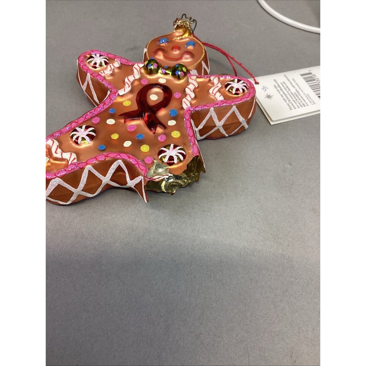 3 Radko Gingerbread Man And Rocking Horses Glass Christmas Ornaments - Damaged