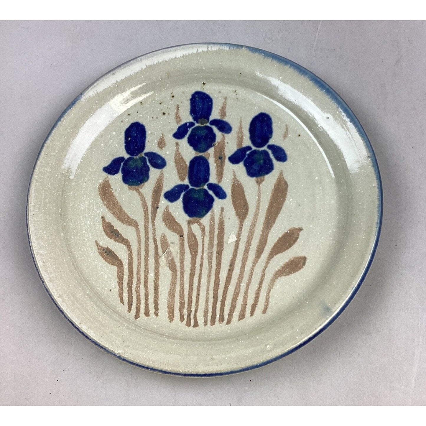 Set Of 3 Handmade Art Pottery Floral Bowl And 2 Plates