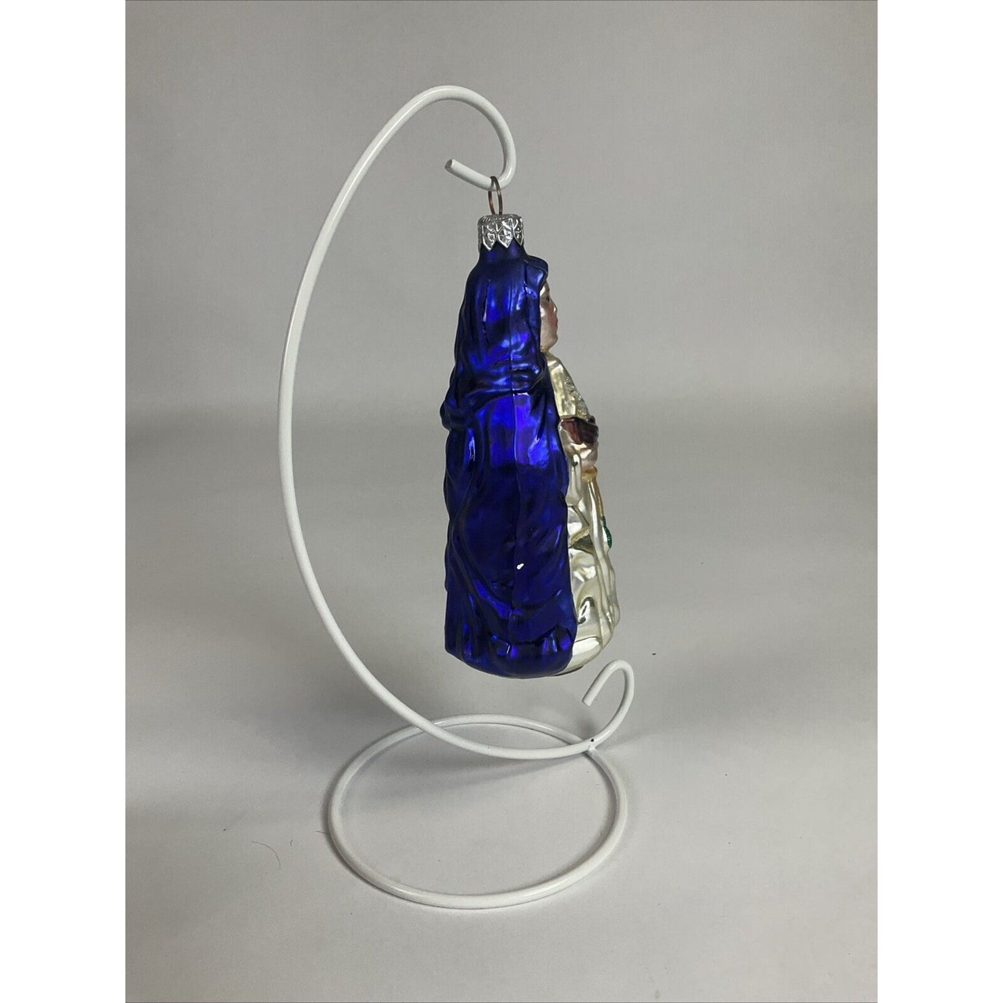 PATRICIA BREEN Glass Ornament St. Ursula Sailboat Ship Fish Cobalt Blue Robe