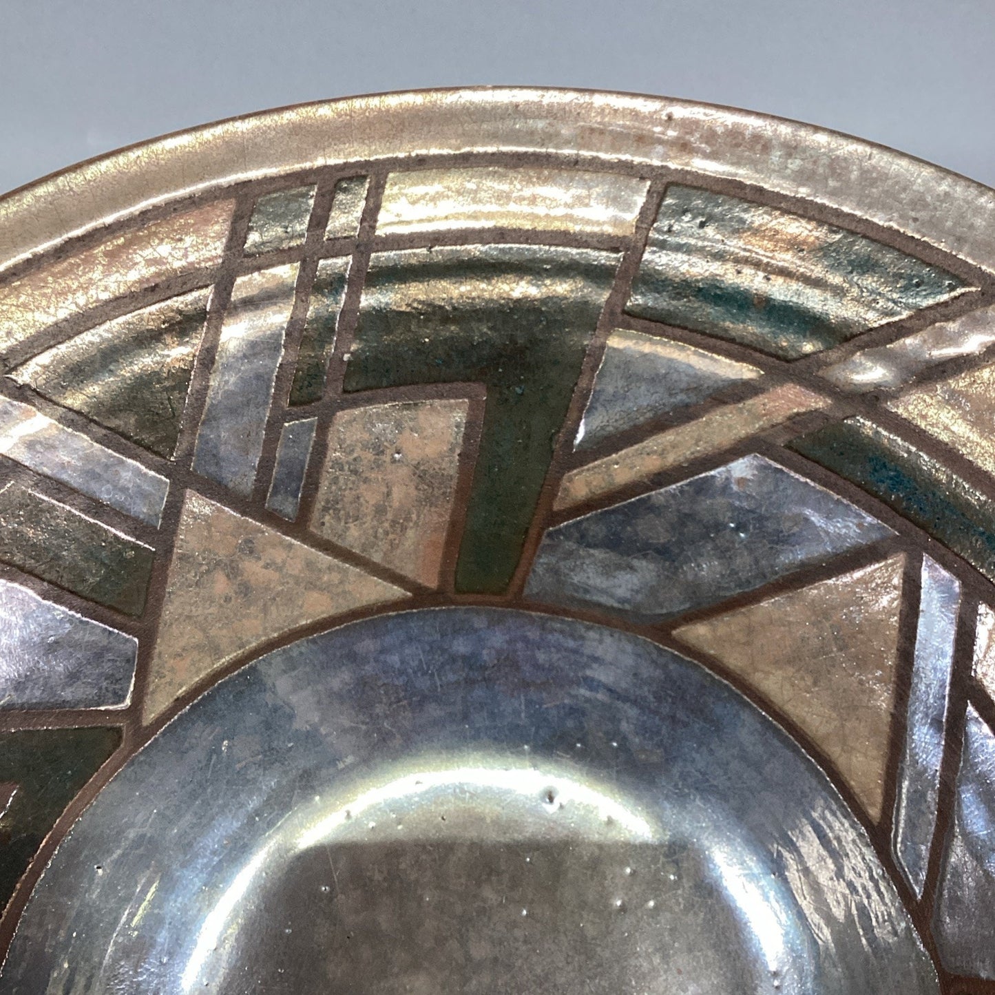 Handmade Pottery Large Geometric Shape Salad Or Fruit Bowl - 13”D