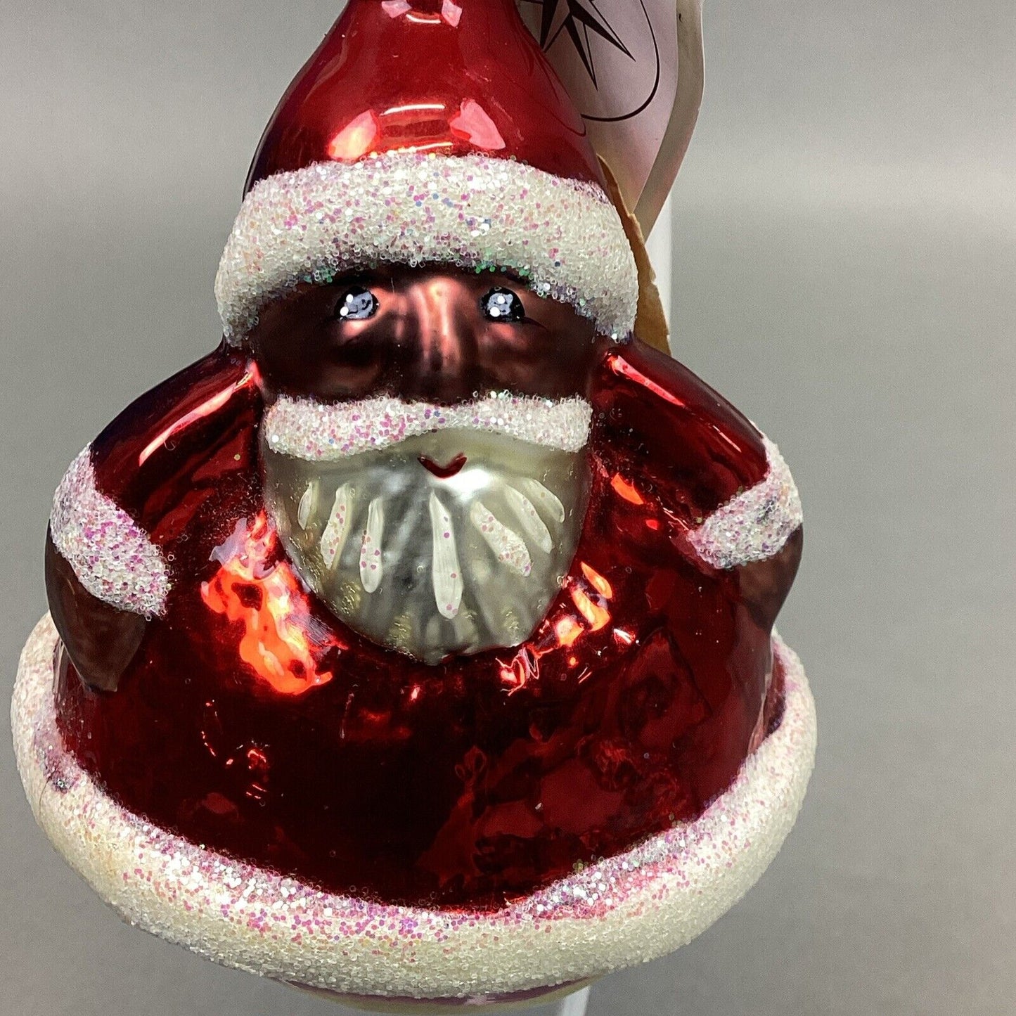 Radko HERITAGE African American SANTA Roly Poly Ornament 90-072-0 - Damaged