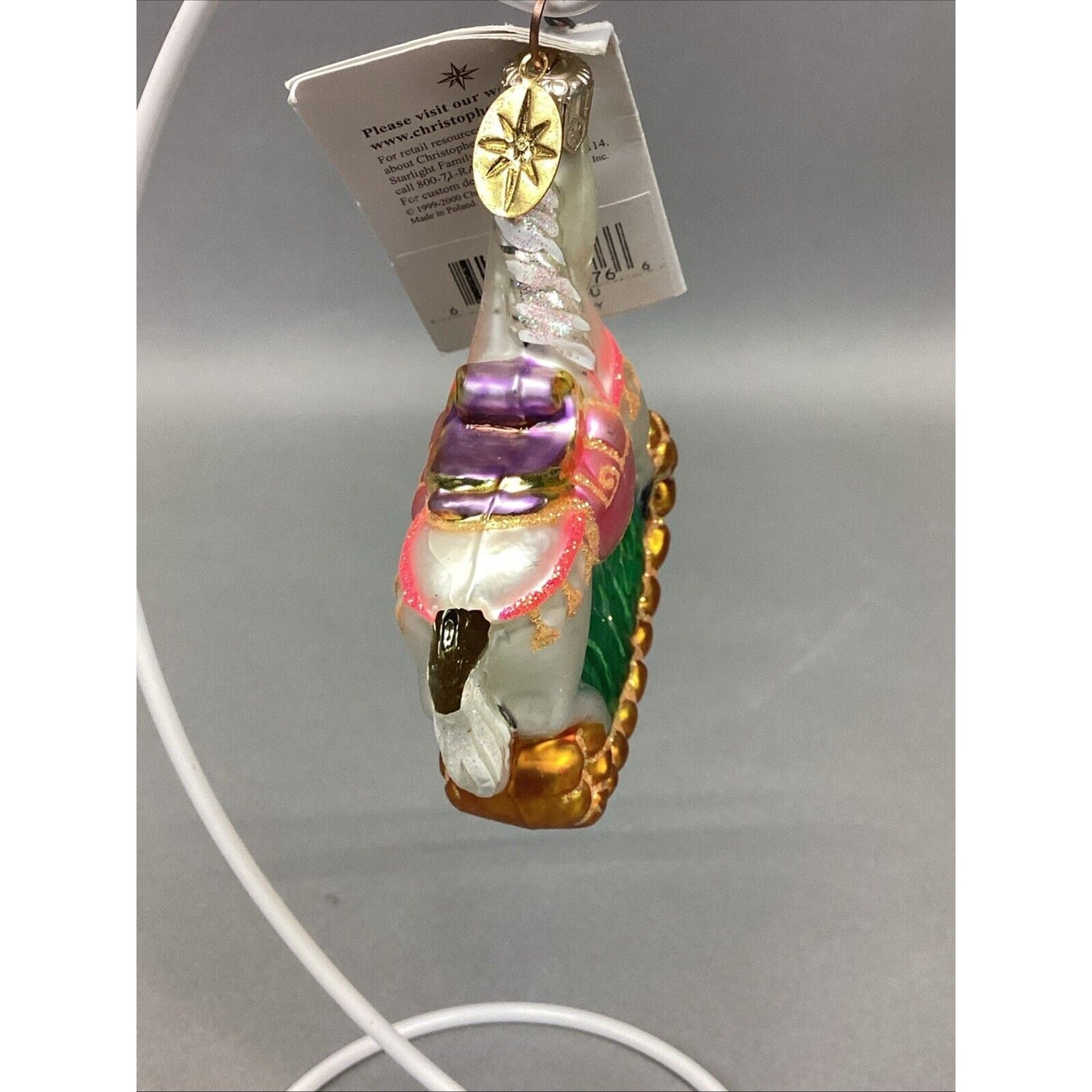 3 Radko Gingerbread Man And Rocking Horses Glass Christmas Ornaments - Damaged