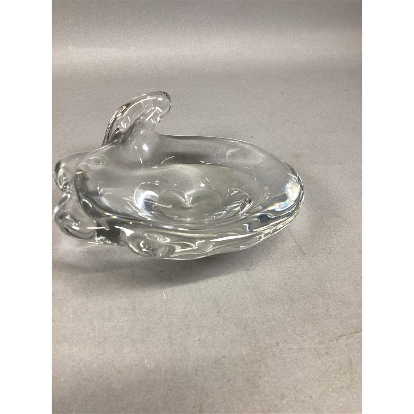 Vintage Heavy Daum Signed Glass Ashtray Trinket Dish - Made In France