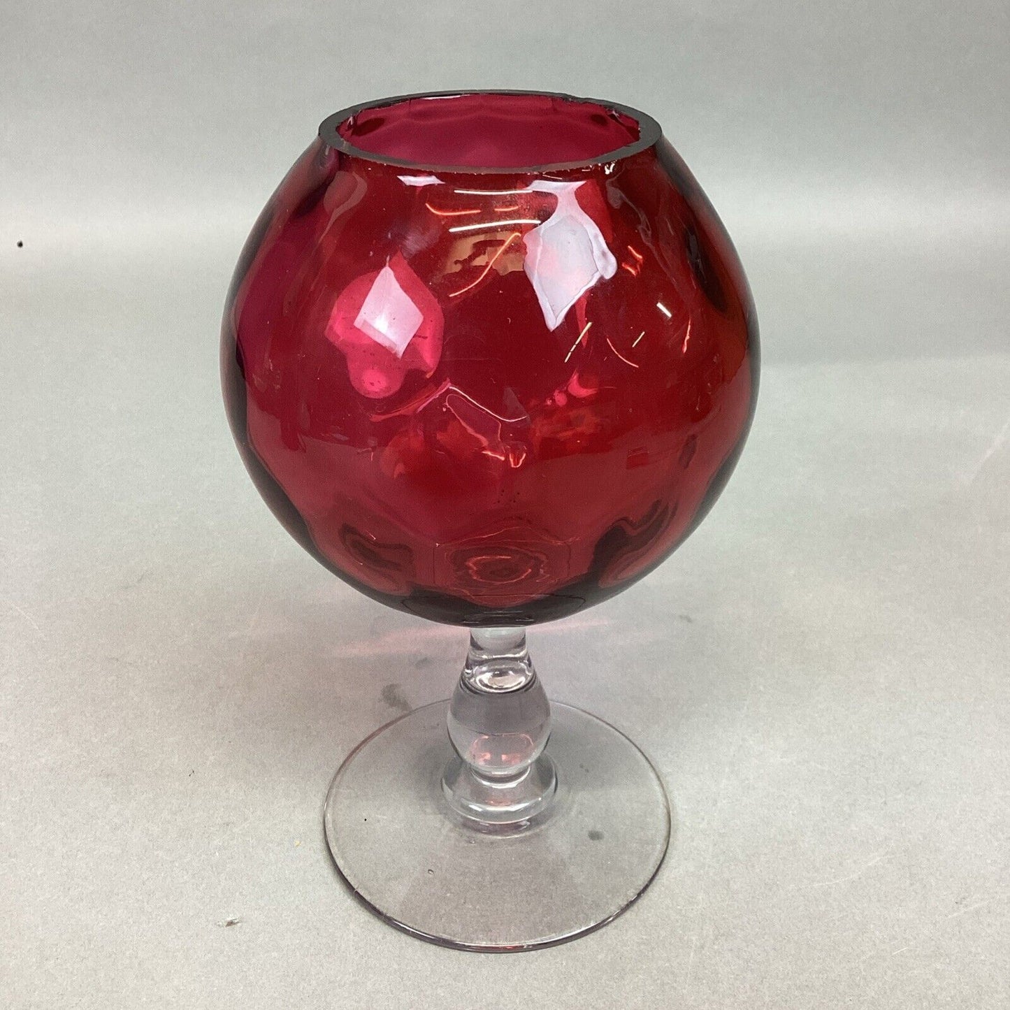 Vintage Glass Cranberry France PV Flower Vase Or Goblet - 6.5”