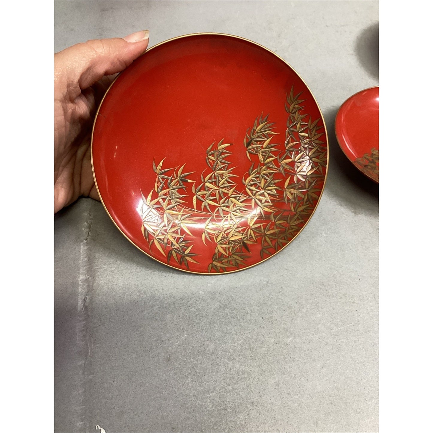 Set Of 5 Japanese Hand Painted Floral Sake Cups Bowls