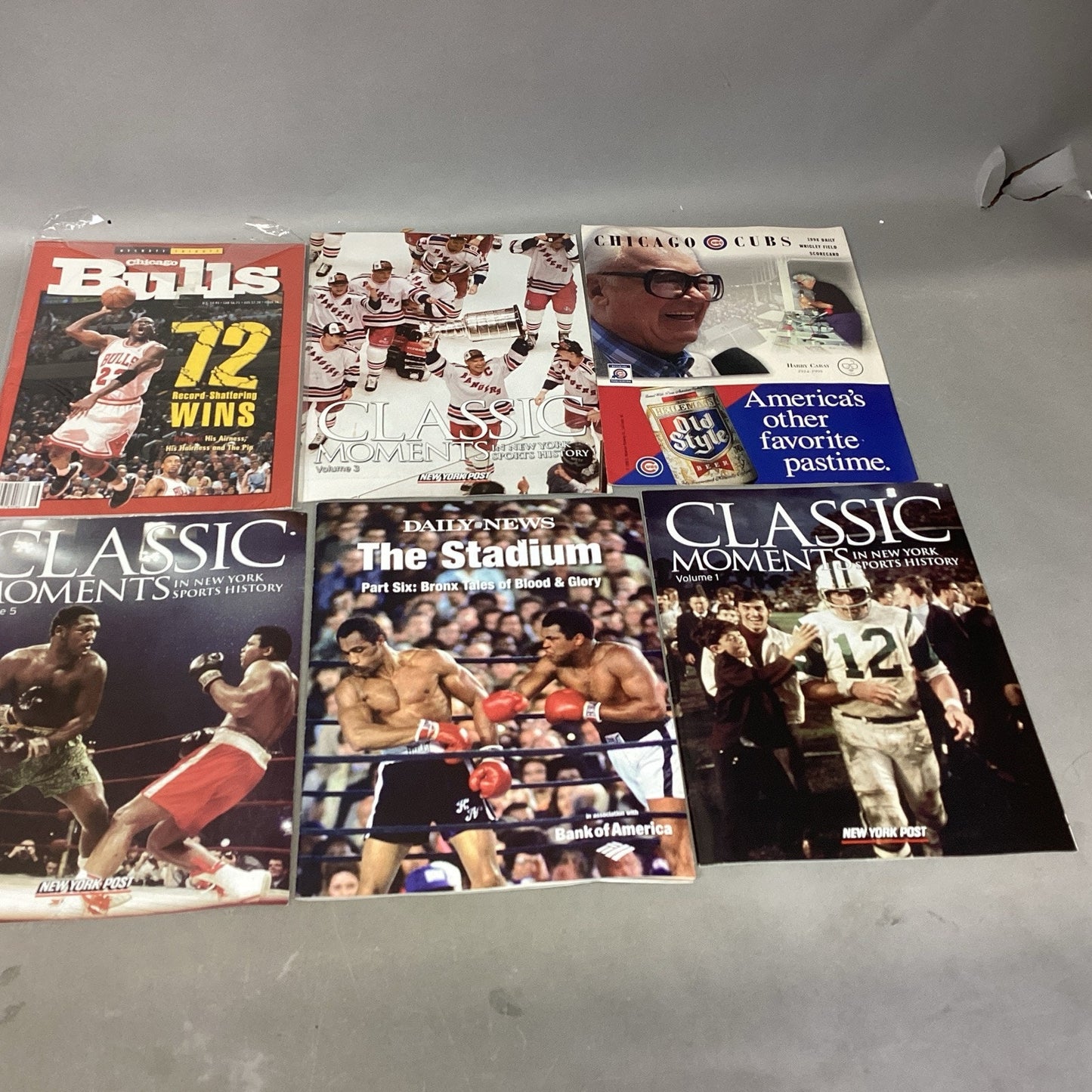 Lot Of 6 Sports Catalogs/Magazines - Bulls, Cubs, Boxing, Hockey, Football