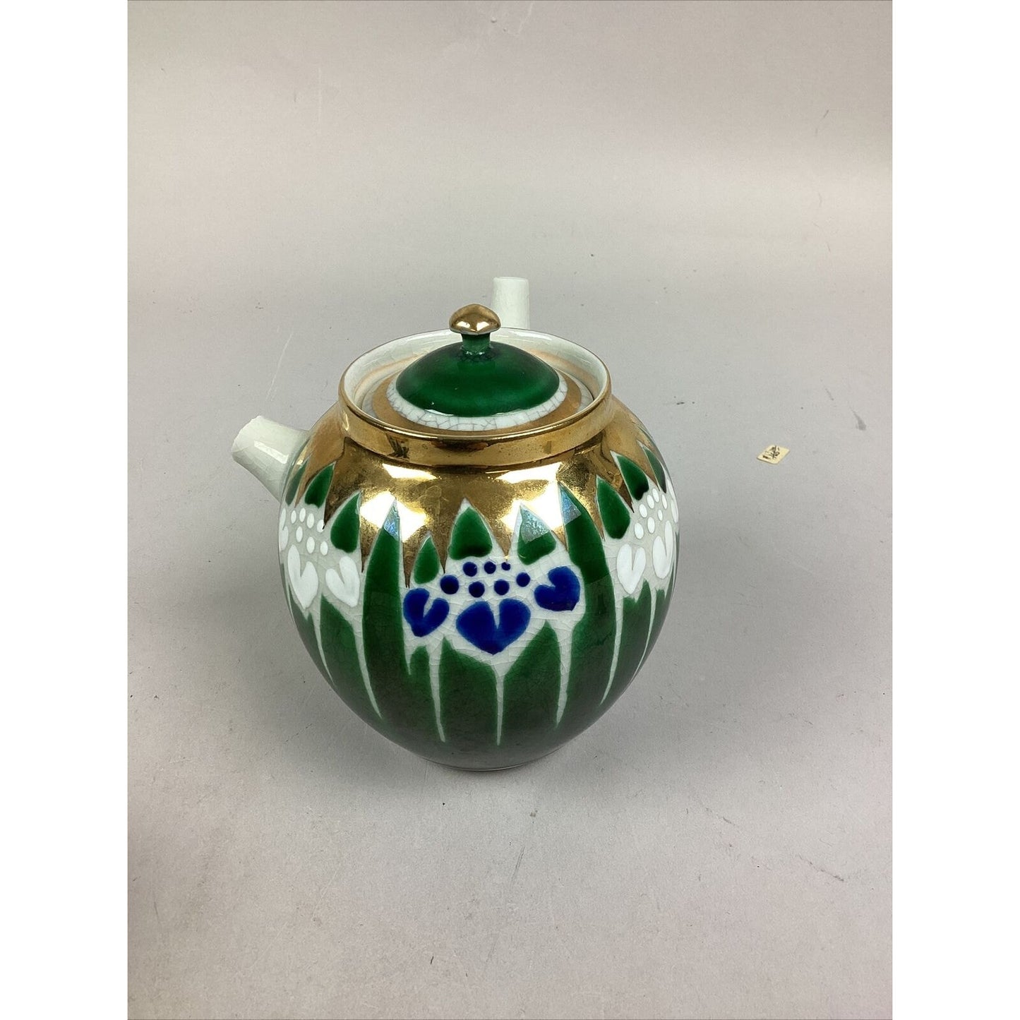 Japanese Kutani Hand Painted Iris With Gold Teapot And Tea Cup Set - Damaged