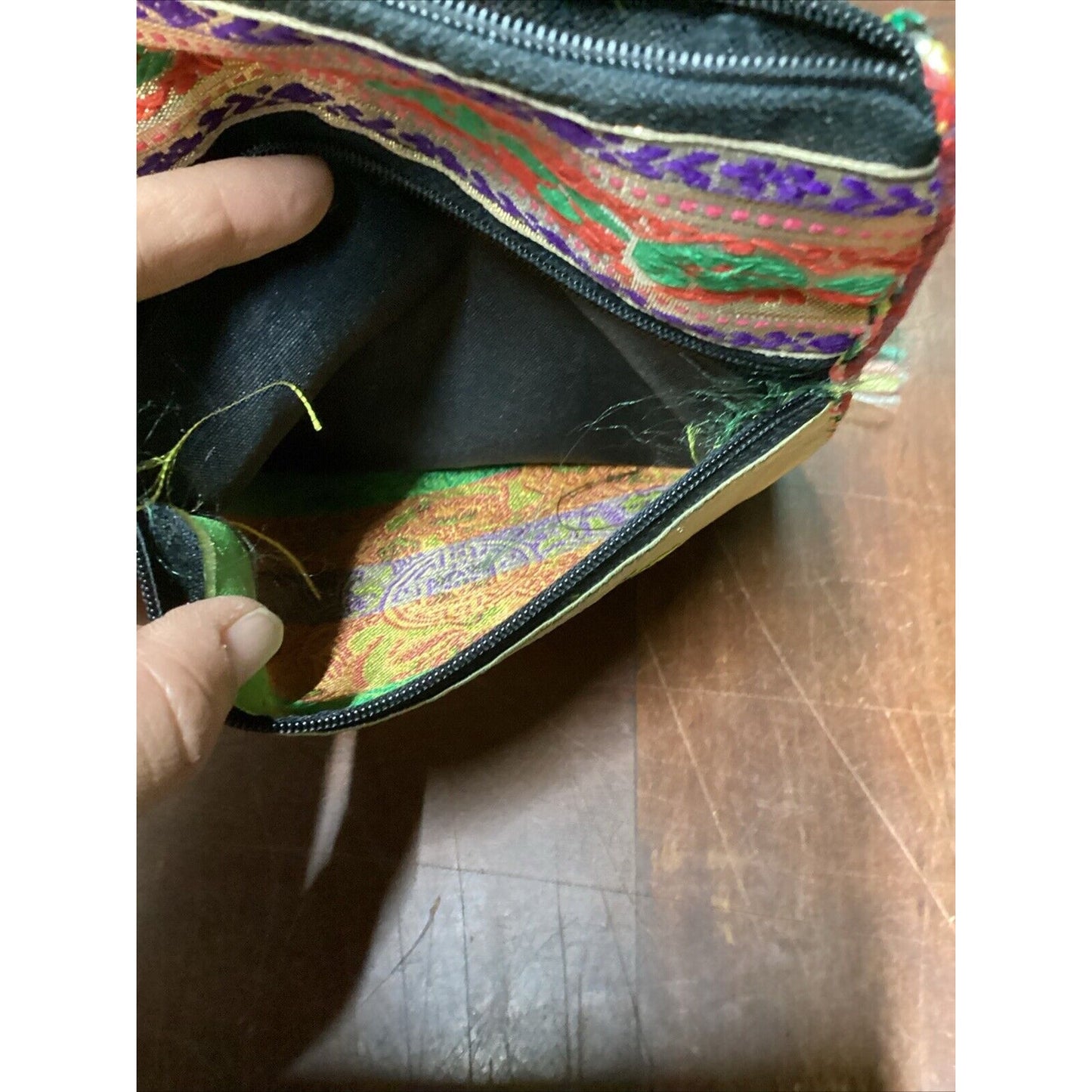 Multicolored Asian Silky Cross Body Purse Bag With 2 Pockets