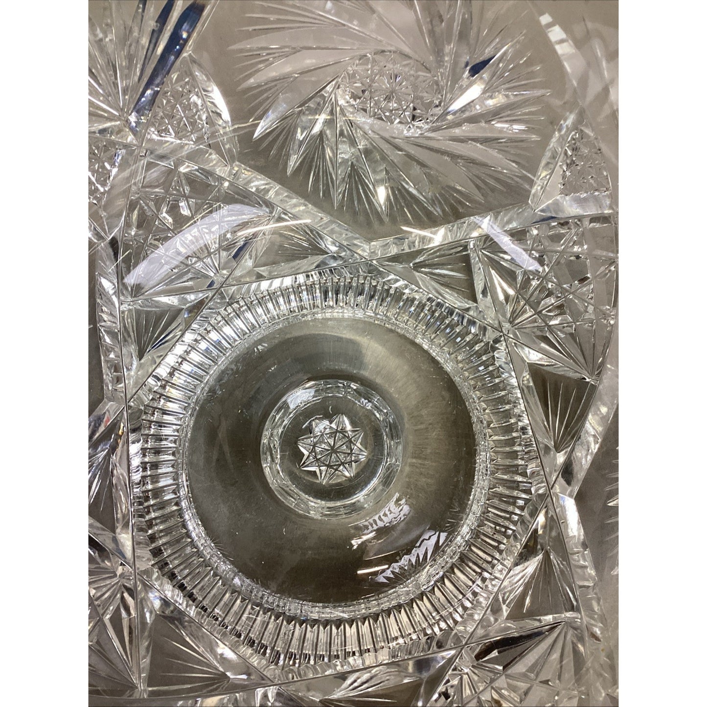 Vintage Large Heavy Cut Glass Bowl - 6”Hx9”D