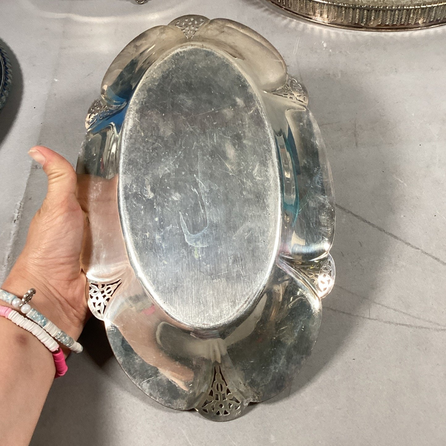 Set Of Vintage Silver Plated Serving Dishes Trays