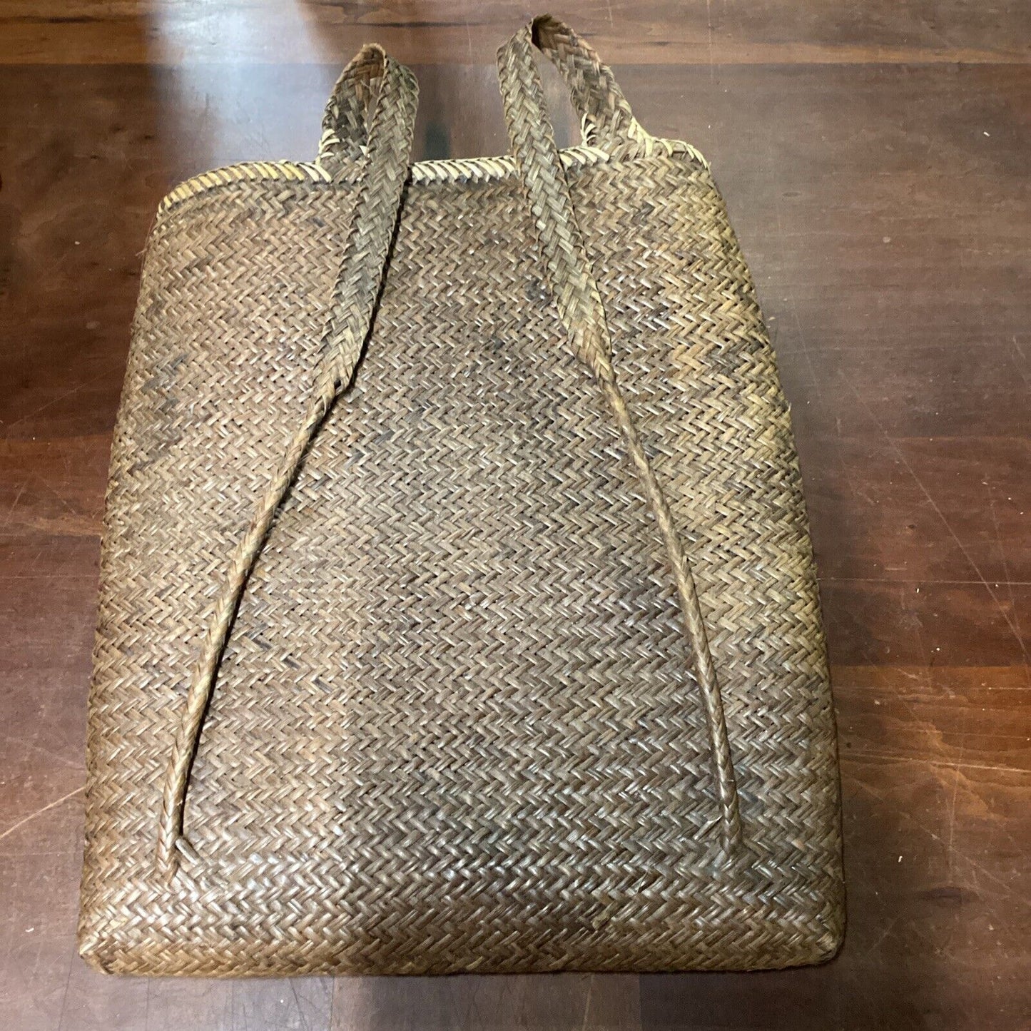 Vintage Handwoven Wicker Basket Backpack - 19x16”