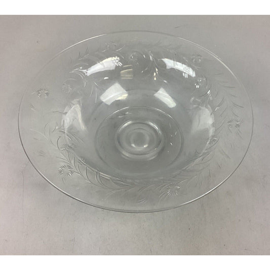 Large Vintage Glass Floral Salad Serving Bowl - 12”D