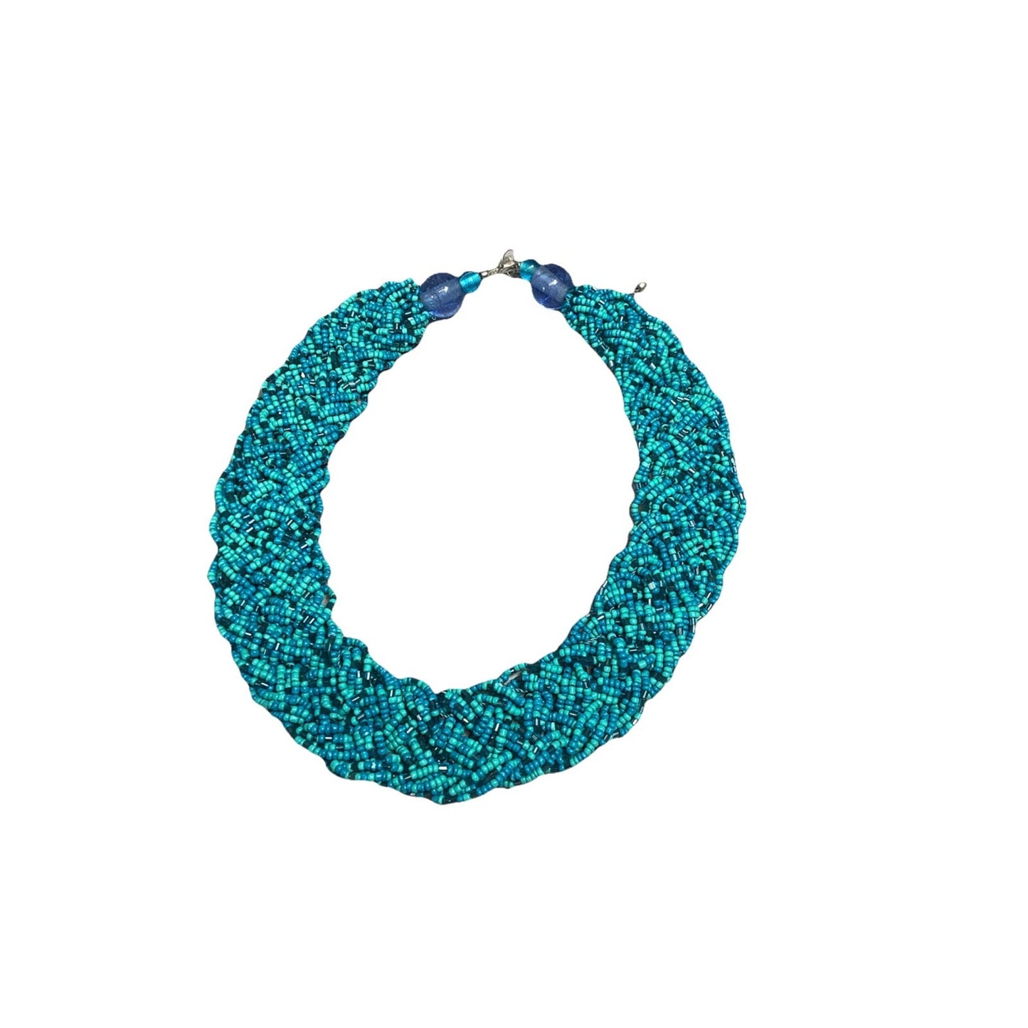 JCP Blue Woven Beaded Necklace With Blue Case