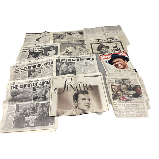 14 Vintage Frank Sinatra Newspapers & Clippings & 1 Newsweek Magazine