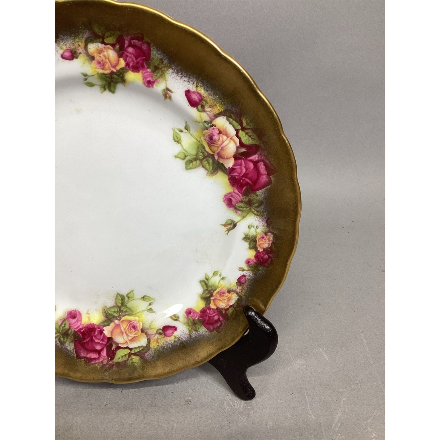 Royal Chelsea ‘Golden Rose’ Plate - Bone China - 8”D - Made In England