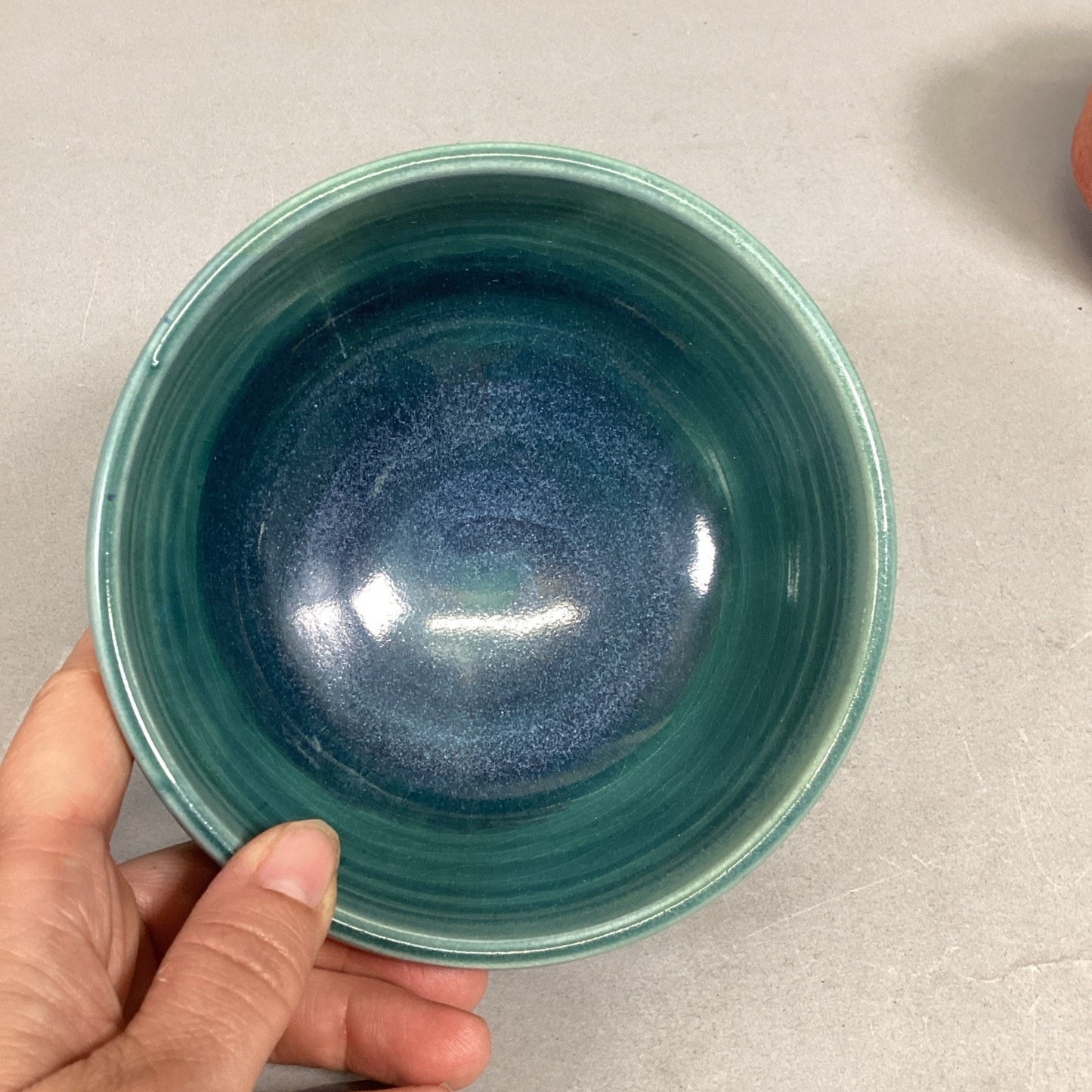 Set Of 2 Handmade Bowls (Glossy Blue & Orange/Green)