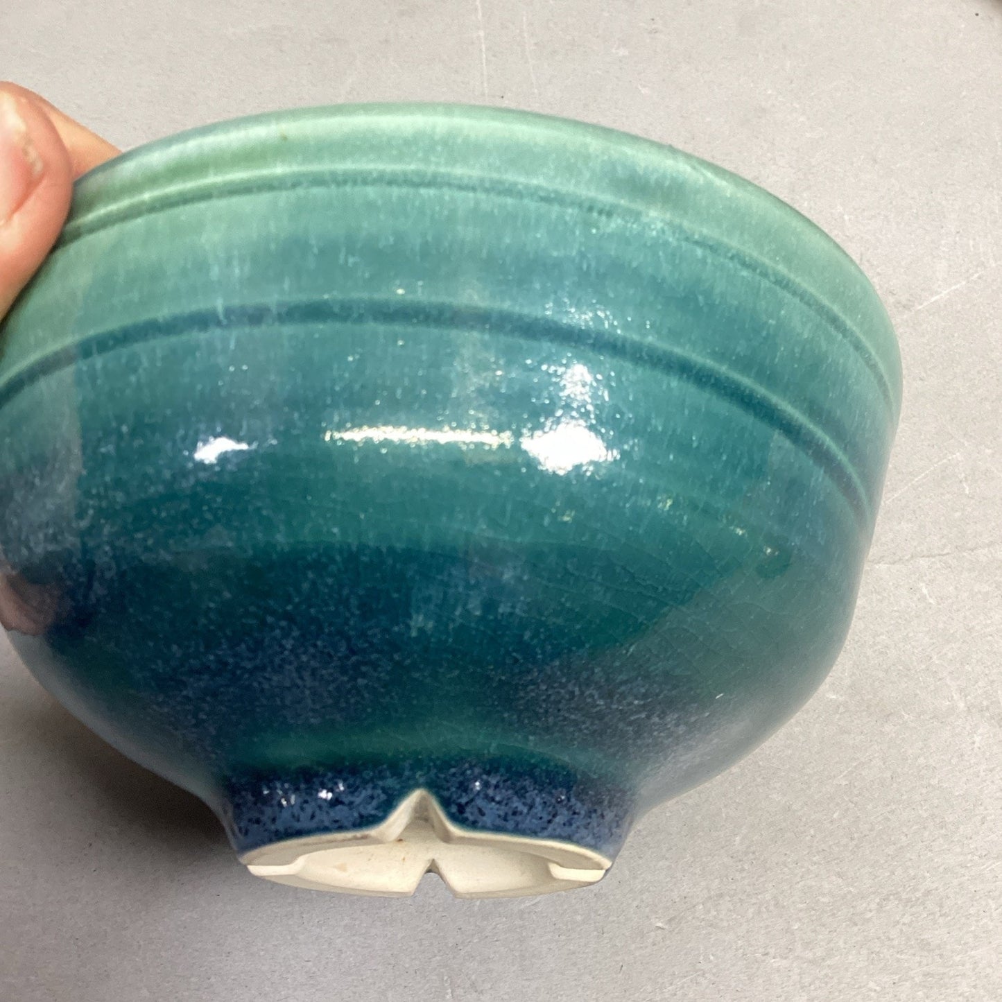 Set Of 2 Handmade Bowls (Glossy Blue & Orange/Green)