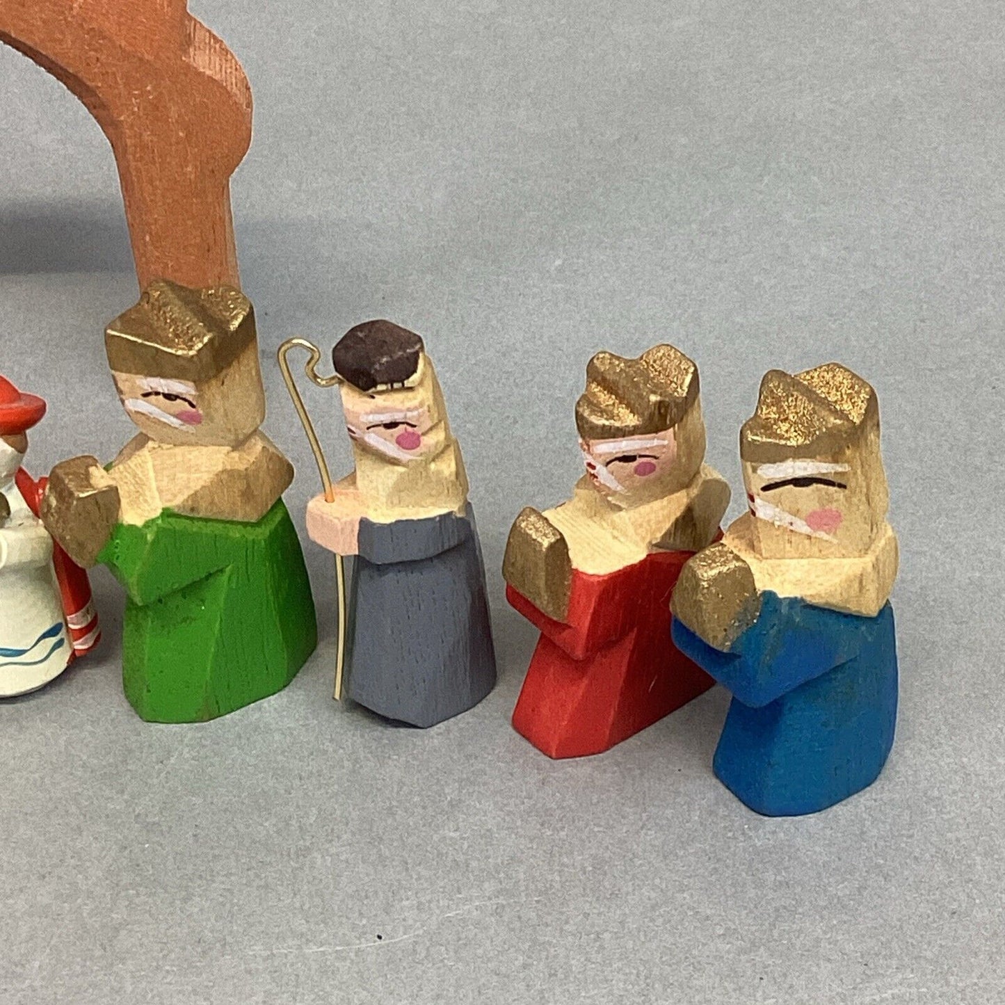 Vintage Wooden Nativity Figures - 11 Piece Set
