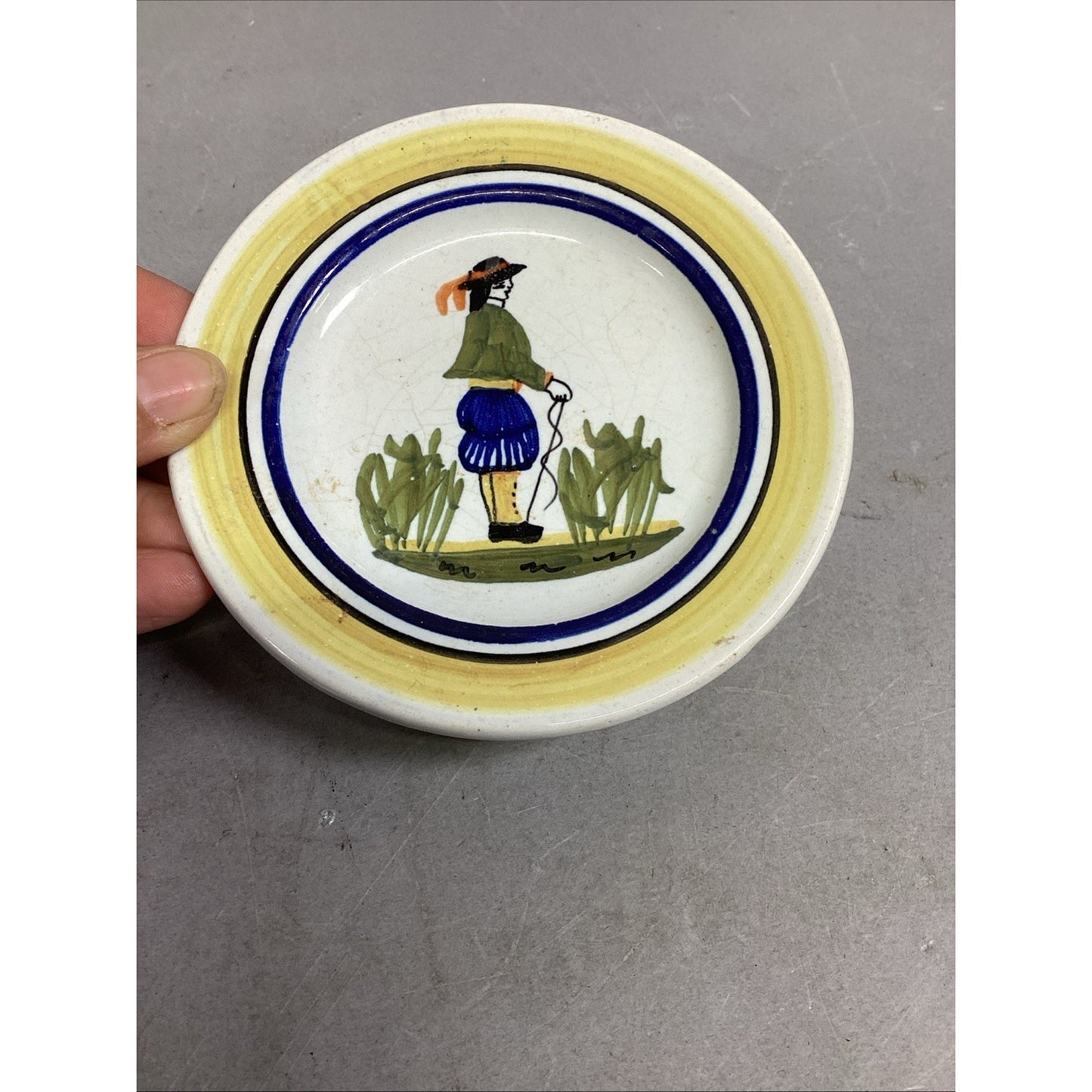 Set Of 3 Henriot Quimper Ceramic Decorative Wall Plates W/ 1 Coaster - France