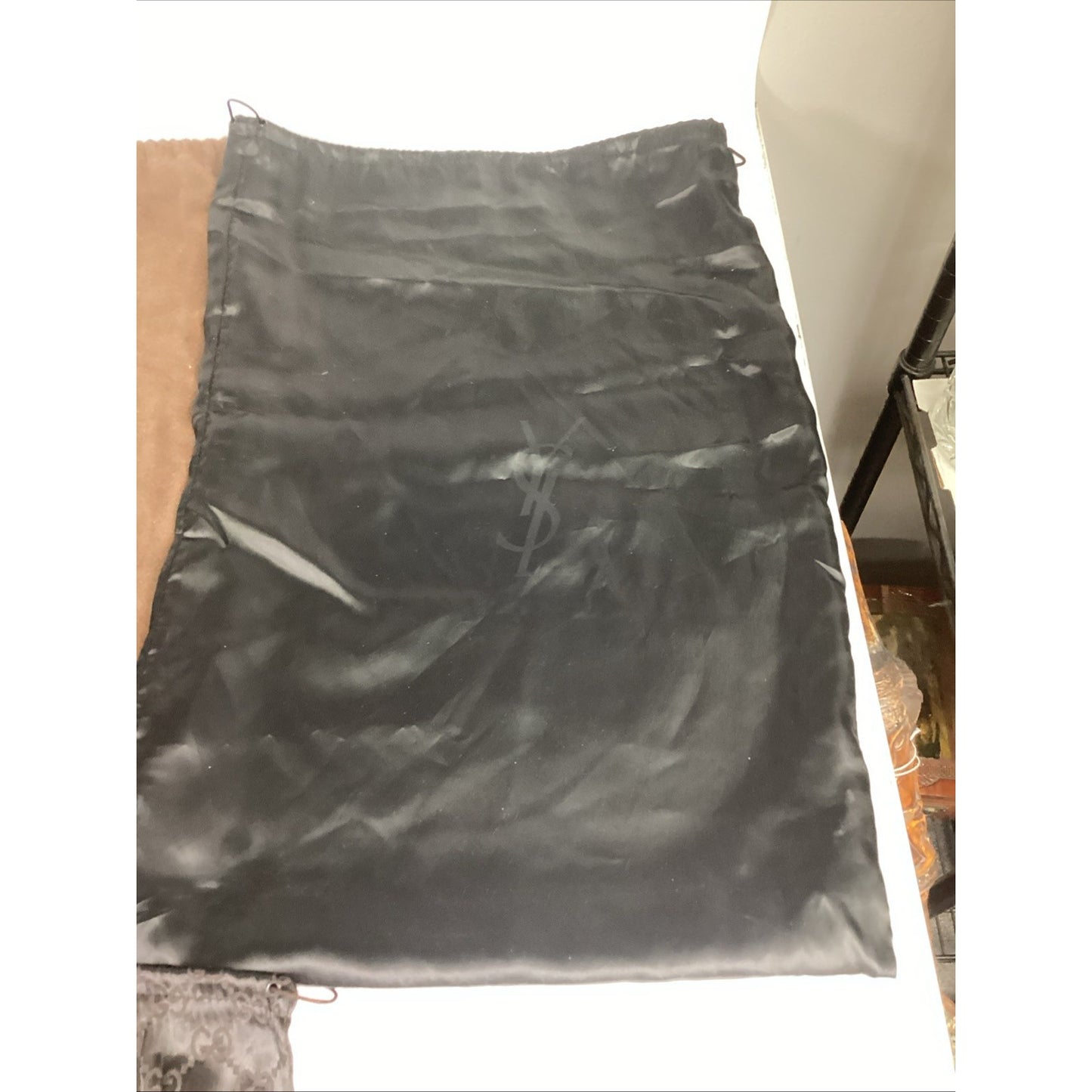 Goyard Fleece Drawstring Bag, Blue Prada Fleece, Gucci & YSL Satin Bag