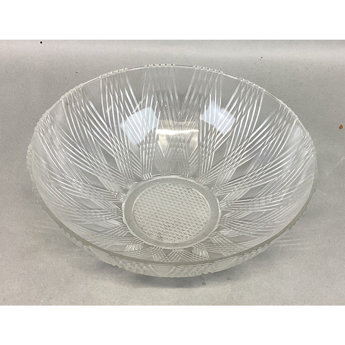 Hazel Atlas Glass STARLIGHT Crystal Large Deep Salad Fruit Bowl - 4”Hx11.5”D