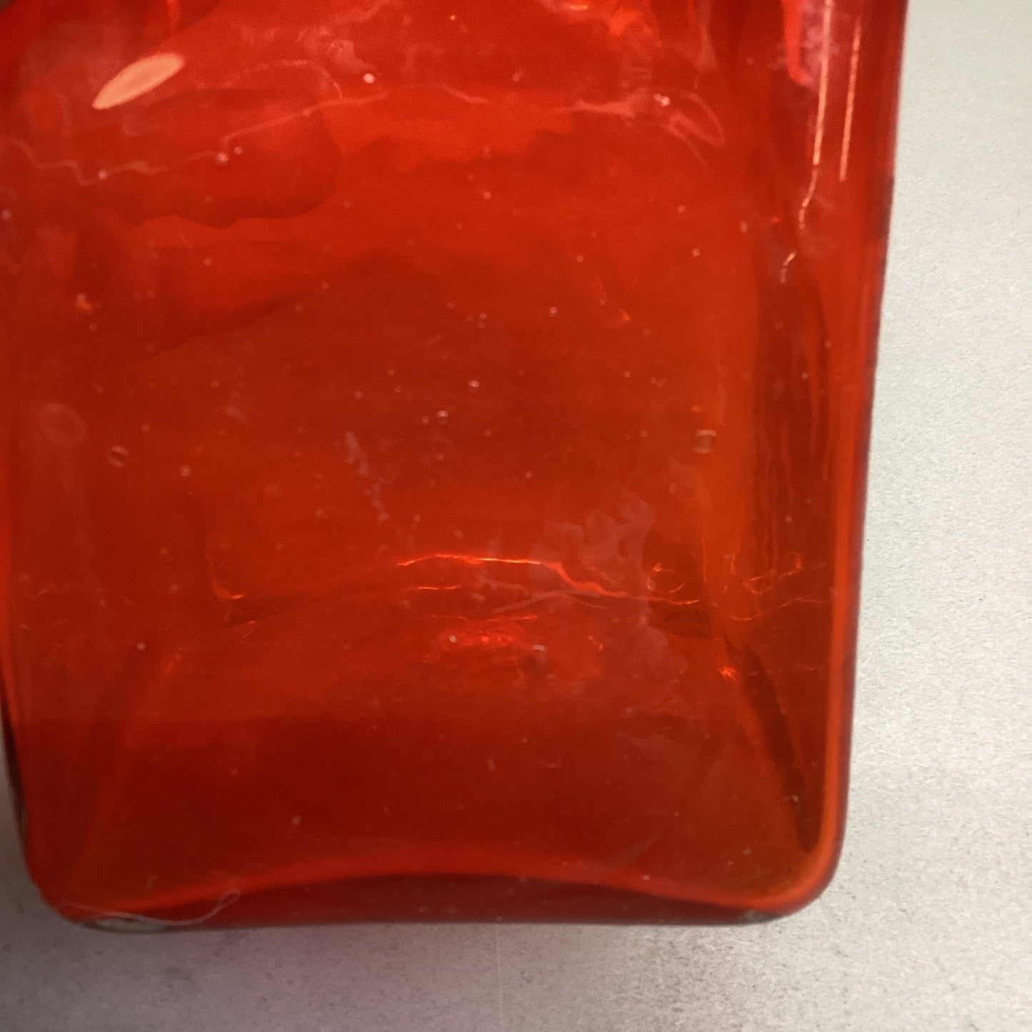 Decorative Burnt Orange Square Glass Cube Candle Holder Vase - 6”Hx4”D