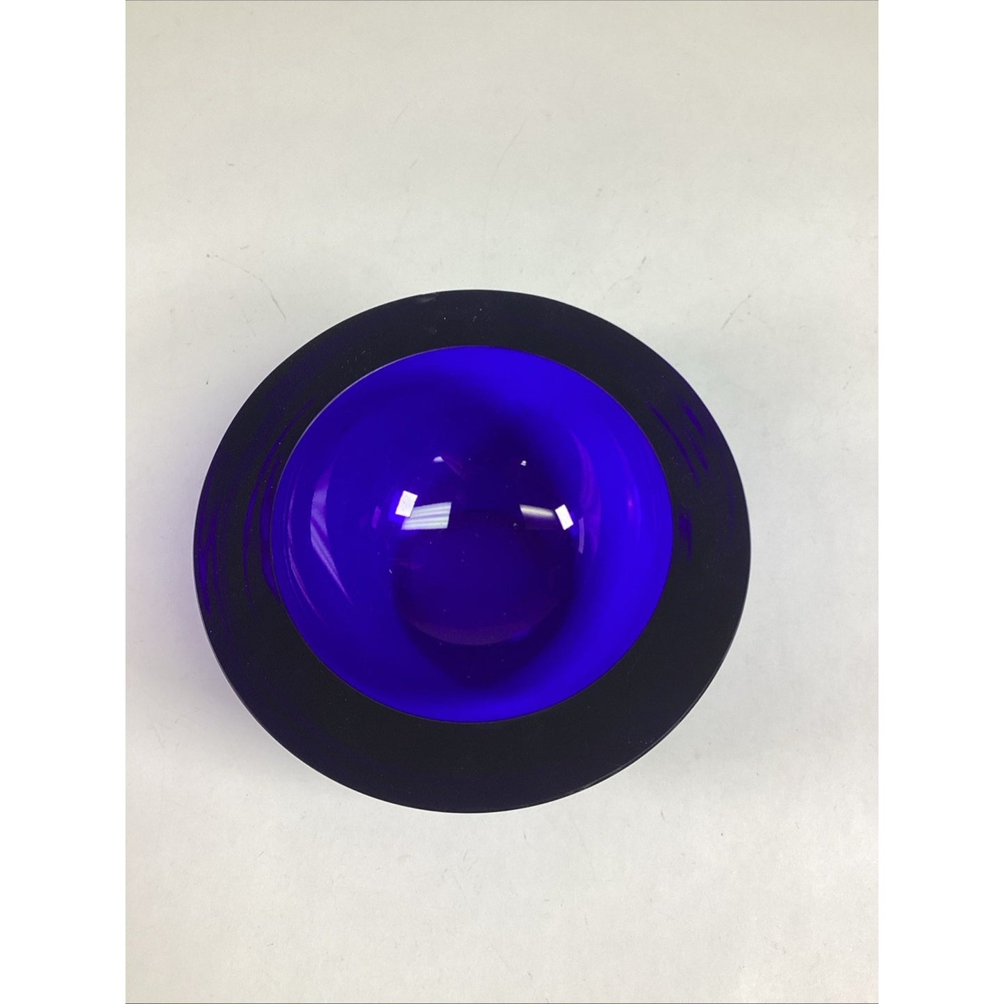 Rare Vintage GUCCI Bowl Cobalt Blue Crystal Art Glass - 3.25x7”D