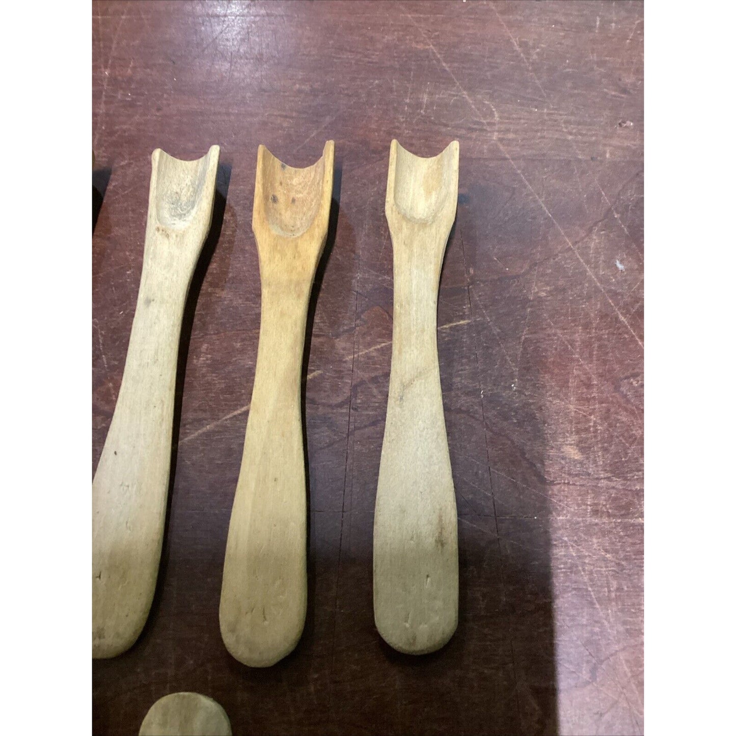 Lot Of 8 Handmade Wood Utensils - Spoons Spatulas