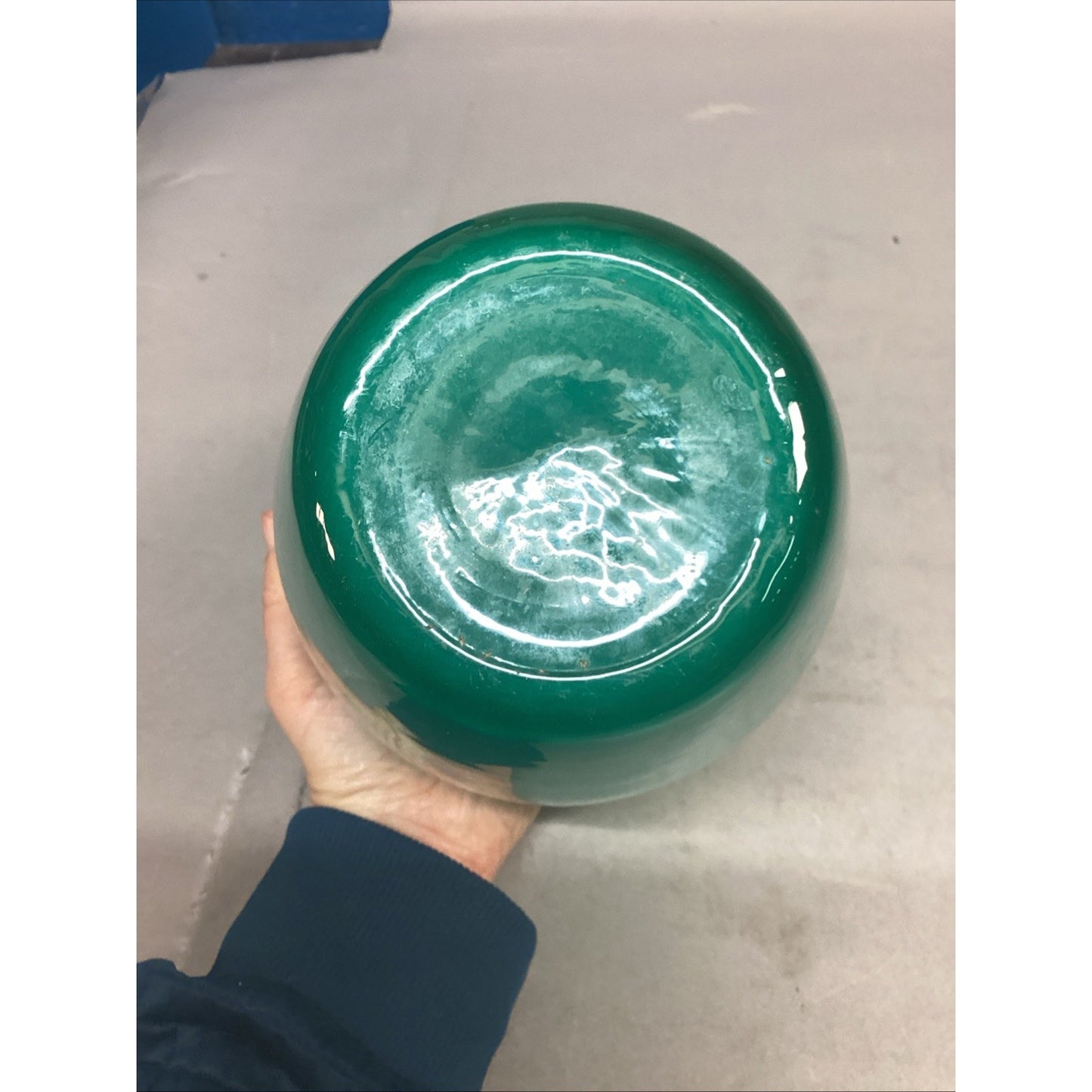 Sea Foam Green Glass Swirly Vase - 7”H