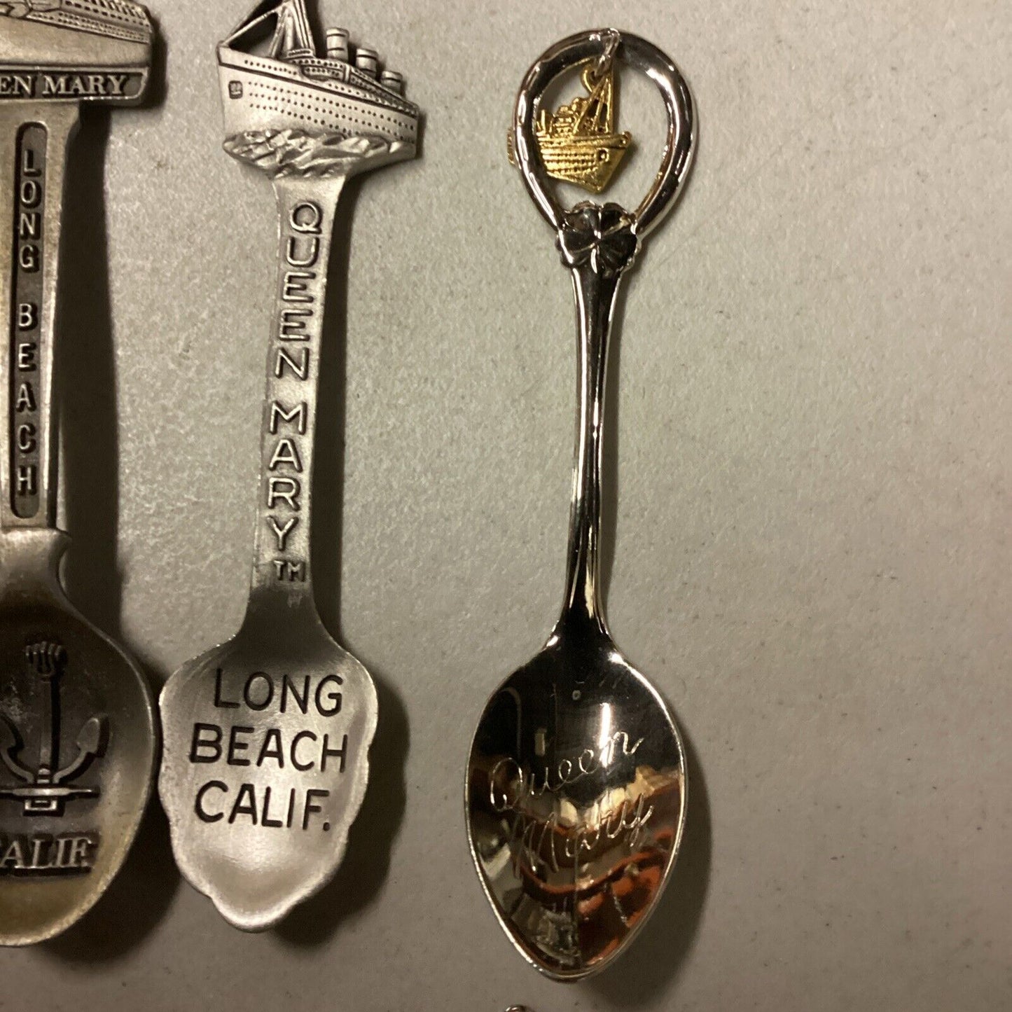 Queen Mary Lot Of 8 Souvenir Ship Spoons