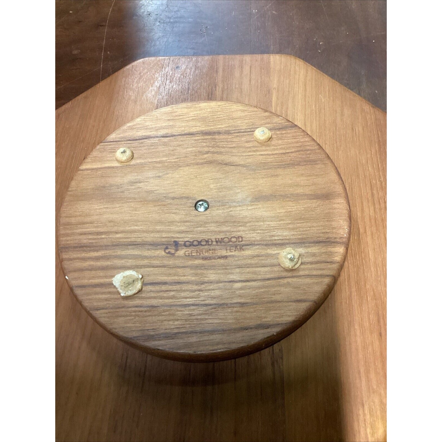 Vintage 1960's Goodwood Genuine Teak Wood Lazy Susan Platter - 14" - Thailand