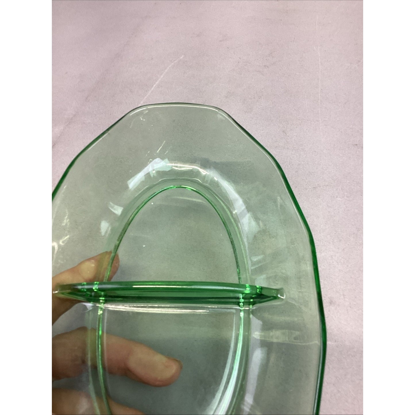 Vintage Green Uranium Elegant Glass Relish, Candy, Nut Dish