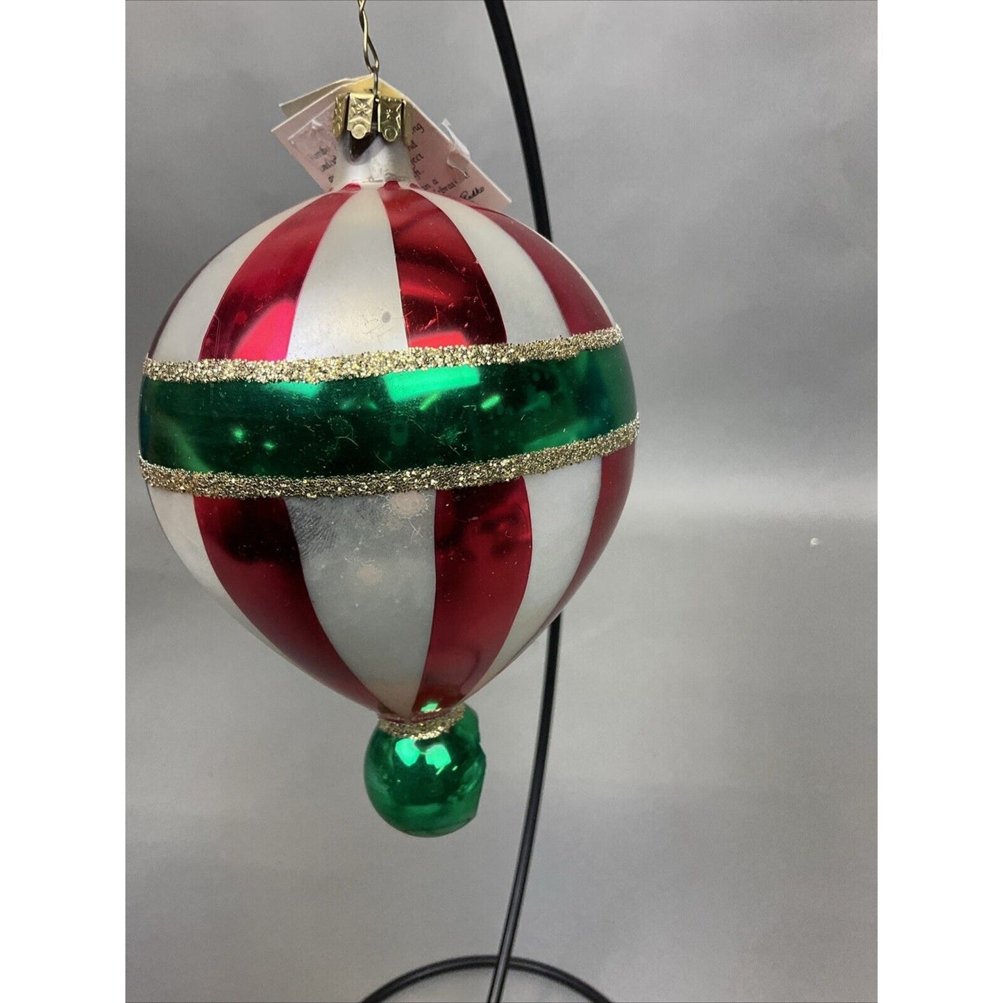 Radko Glory Abounds + Candy Striped Balloon Christmas Ornament / Damaged