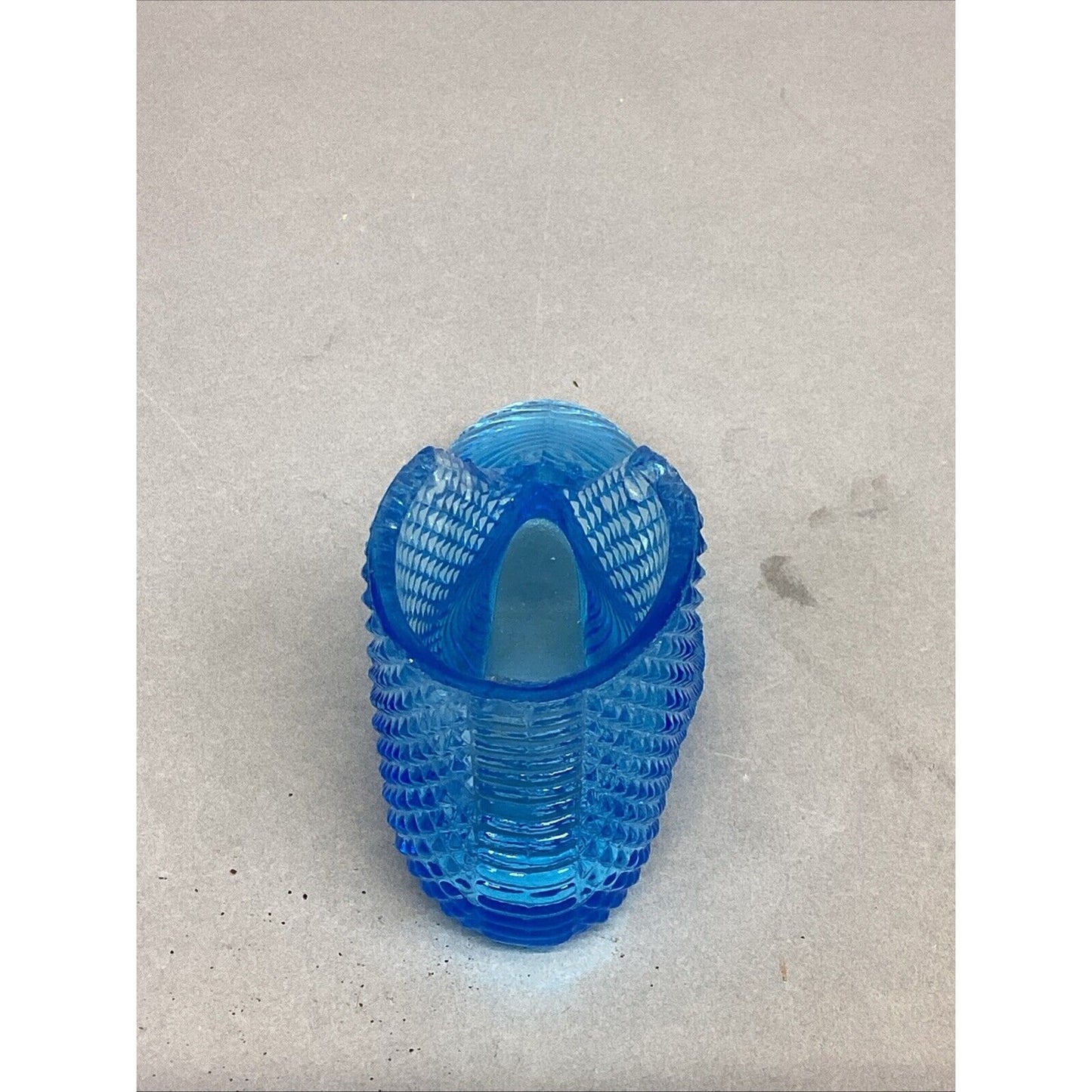 Vintage Fenton Vaseline Glass Blue Baby Slipper Figurine