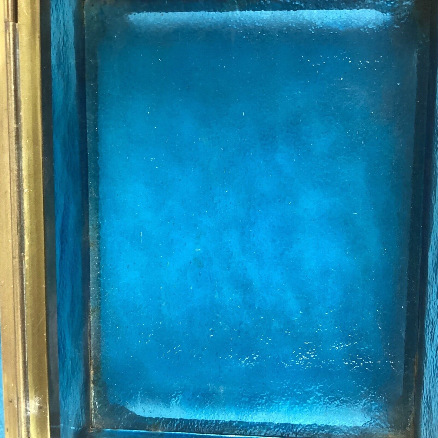 Vintage Blue Etched Glass With Gold Trim Jewelry Box Trinket Box