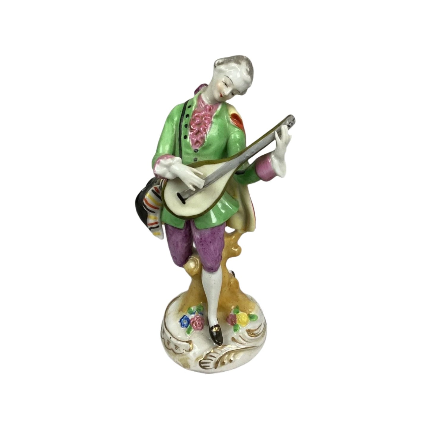 Antique Victorian Man Playing Mandolin Figurine - 6.5”