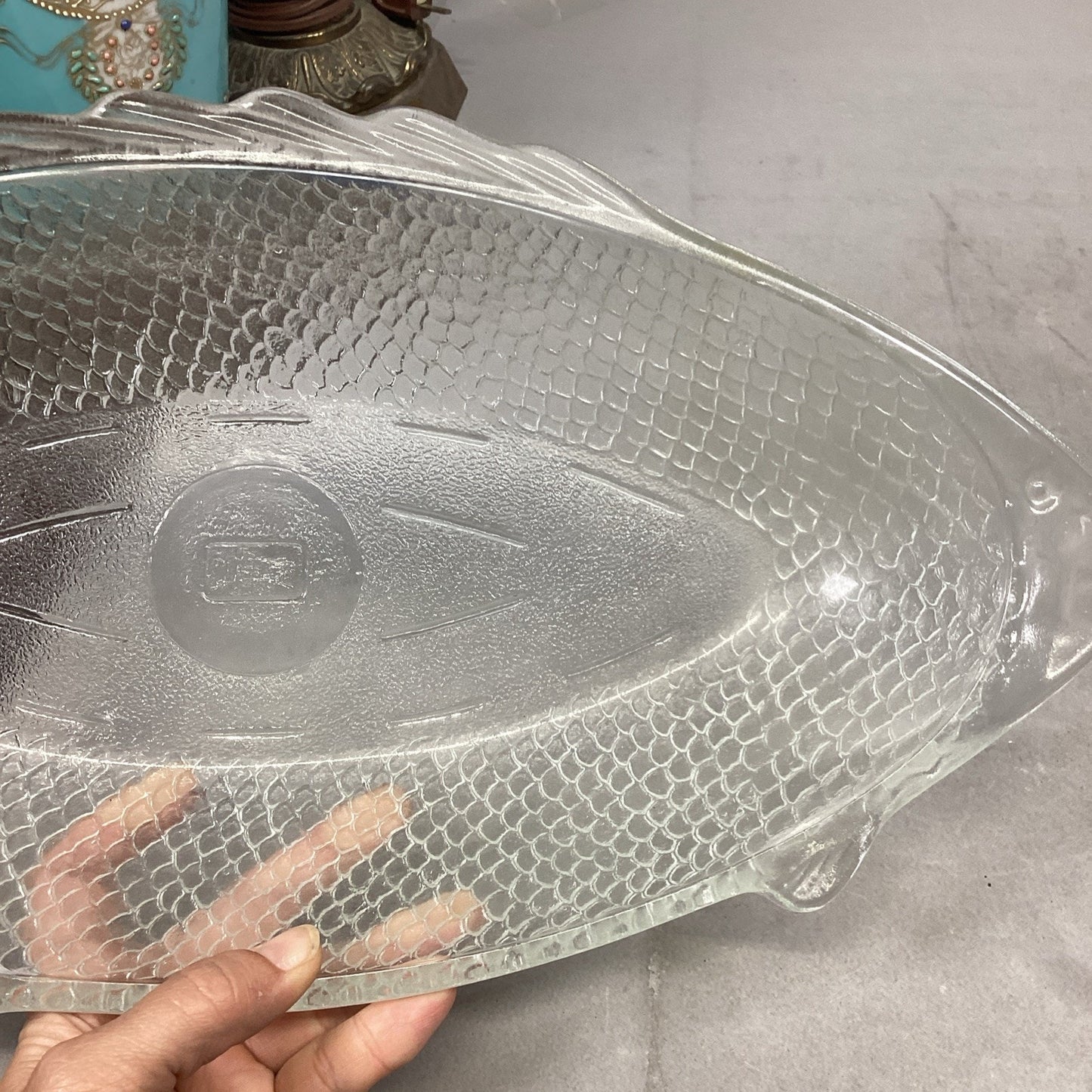 GLASSBAKE 18" Clear Glass Fish Shaped Baking Dish Platter Vintage # J141