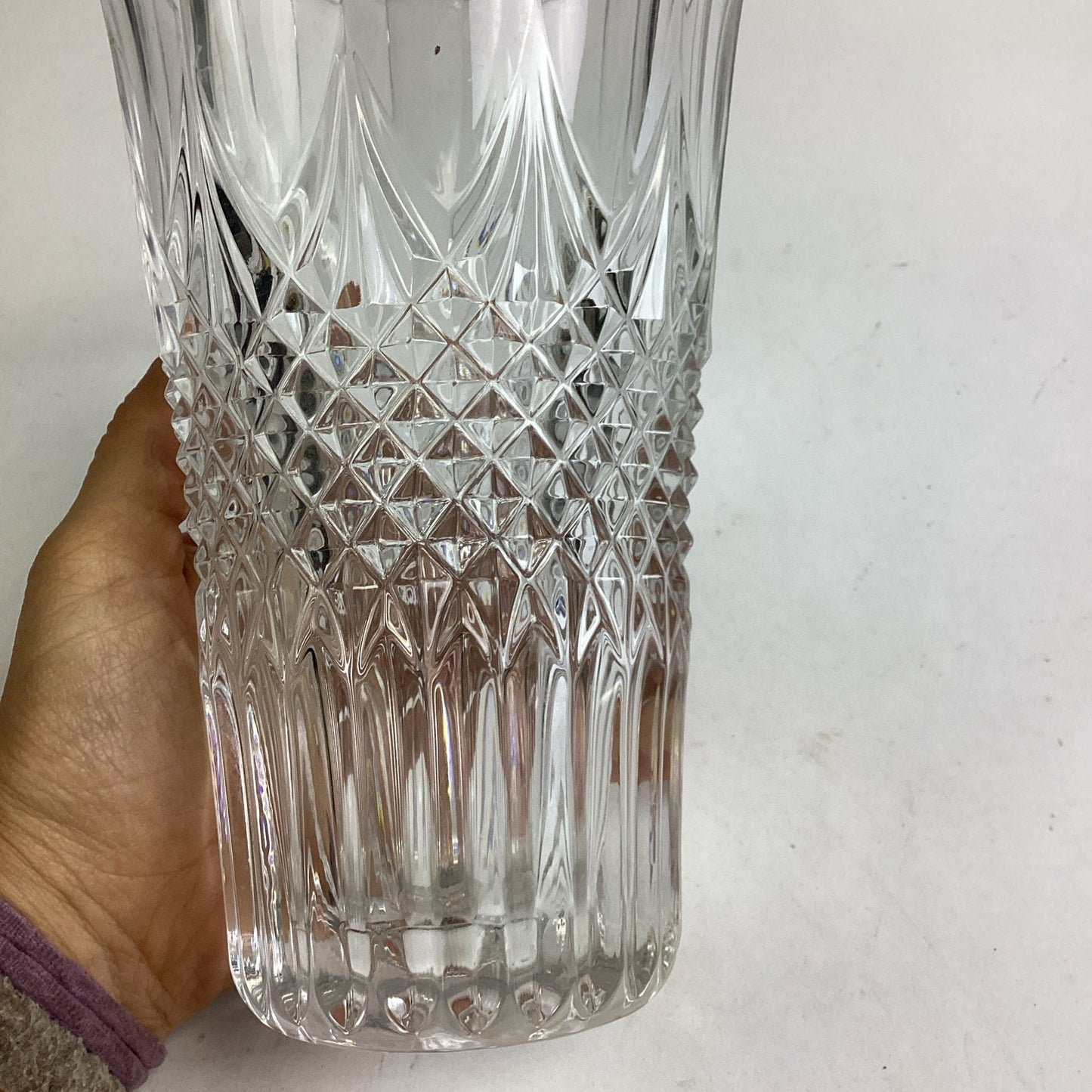 Val St. Lambert Otero Crystal Flower Vase - 8”H